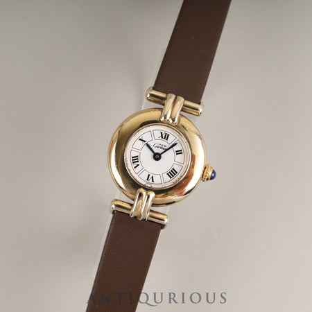 カルティエ マストコリゼ W1009954 / 1902 クォーツ Cal.690 SV925 革 純正尾錠(GP)ホワイト飛びローマンCC文字盤 オーバーホール済み