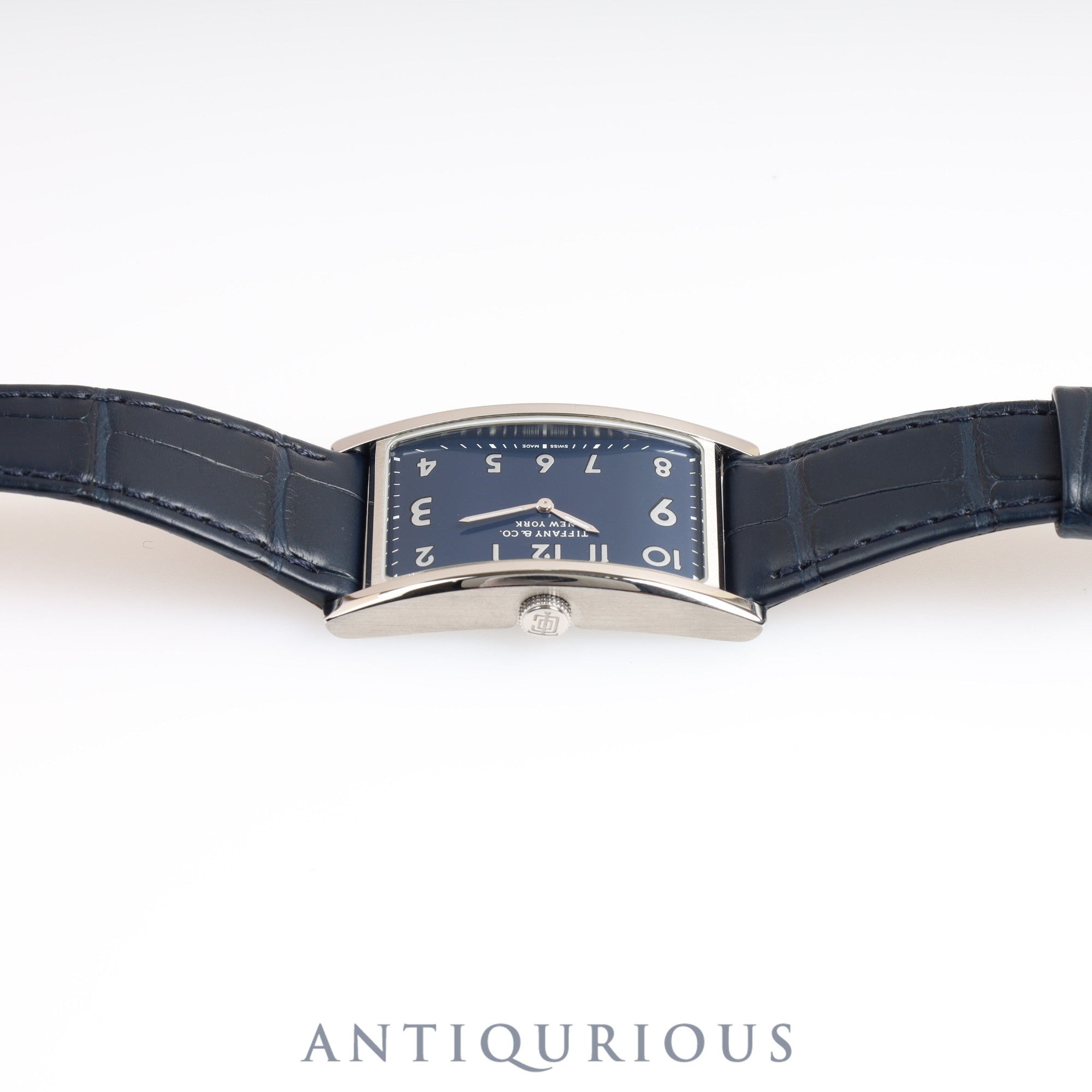 Tiffany East West 34677352 Quartz Navy Dial Stainless Steel Leather Box