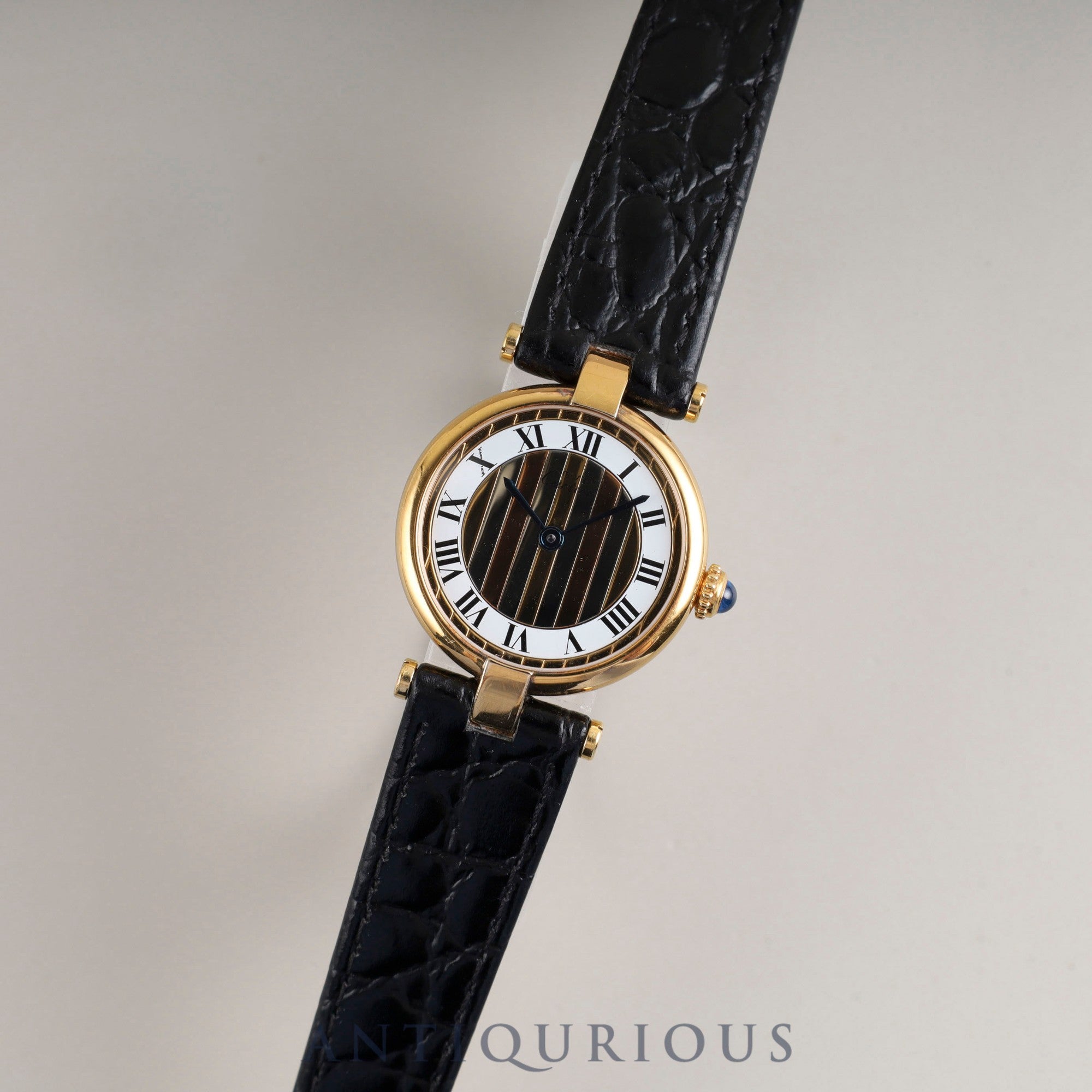 カルティエ マスト ヴァンドーム VLC SM 590004 クォーツ Cal.90 SV925 革 純正尾錠(GP) フロントトリニティ文字盤 箱 タグ 冊子 保証書(1990年) オーバーホール済み