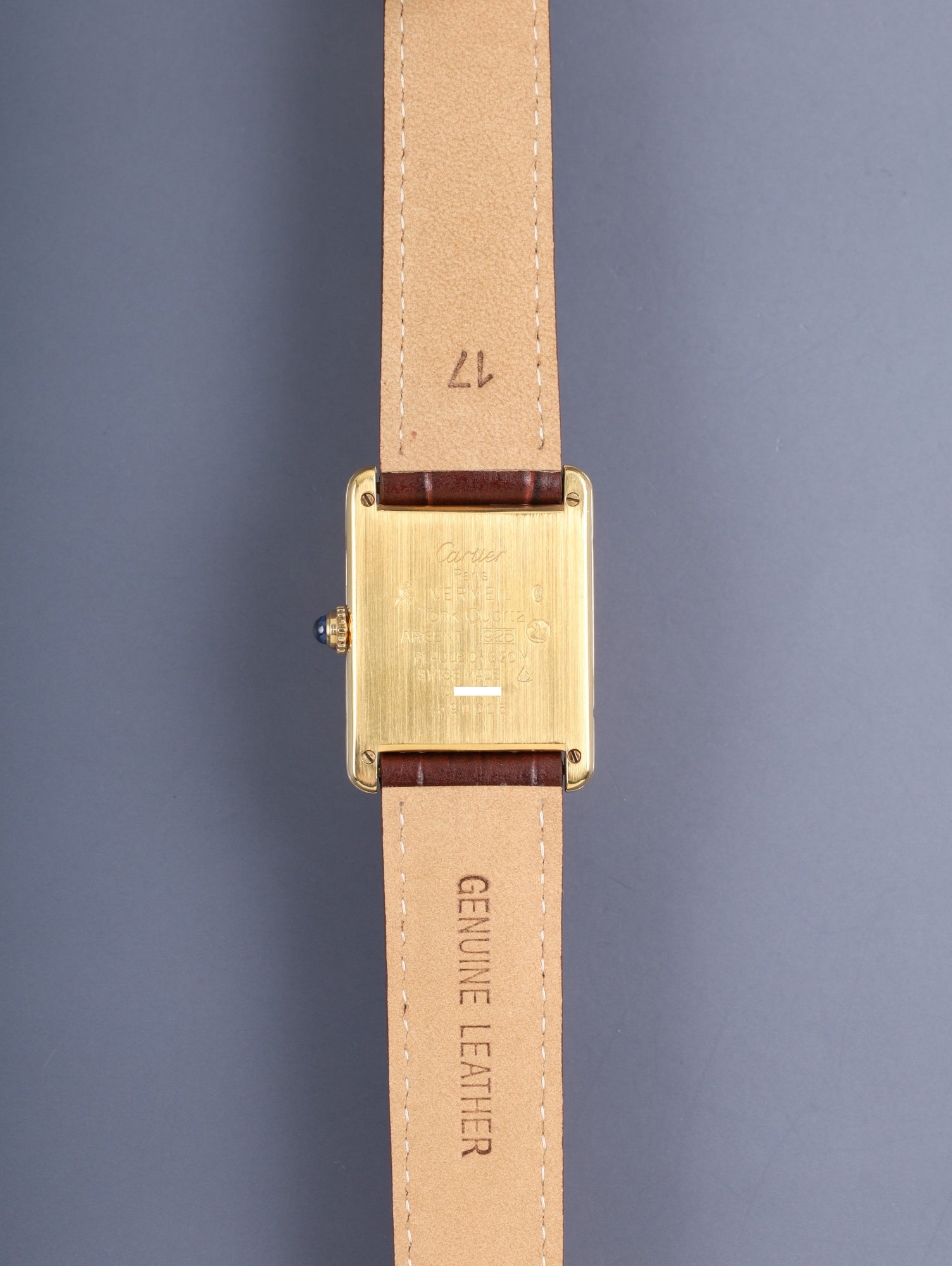 カルティエ マストタンク LM 590005 クォーツ Cal.90 SV925 革 純正Dバックル(GP)アラビア文字盤(SWISS表記) オーバーホール済み 新品仕上げ済み