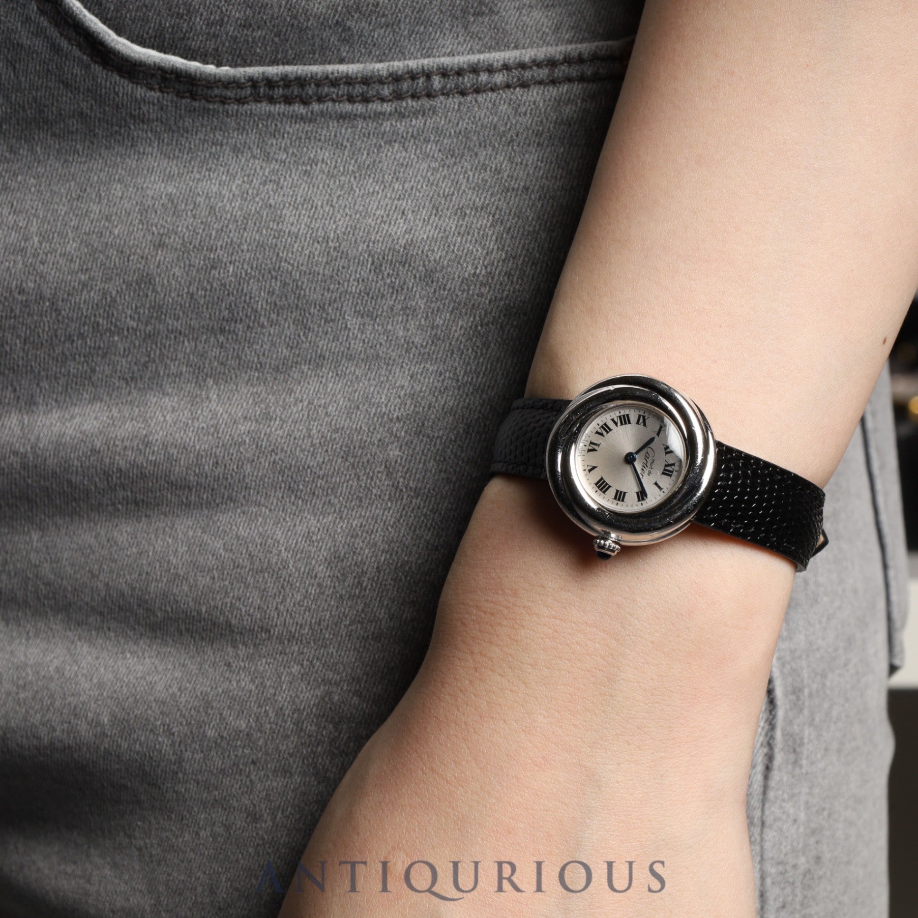 Cartier Must Trinity W1014945 / 2439 Quartz Cal.157 SV925 Leather Genuine Buckle (SS) Silver Roman Dial Overhauled