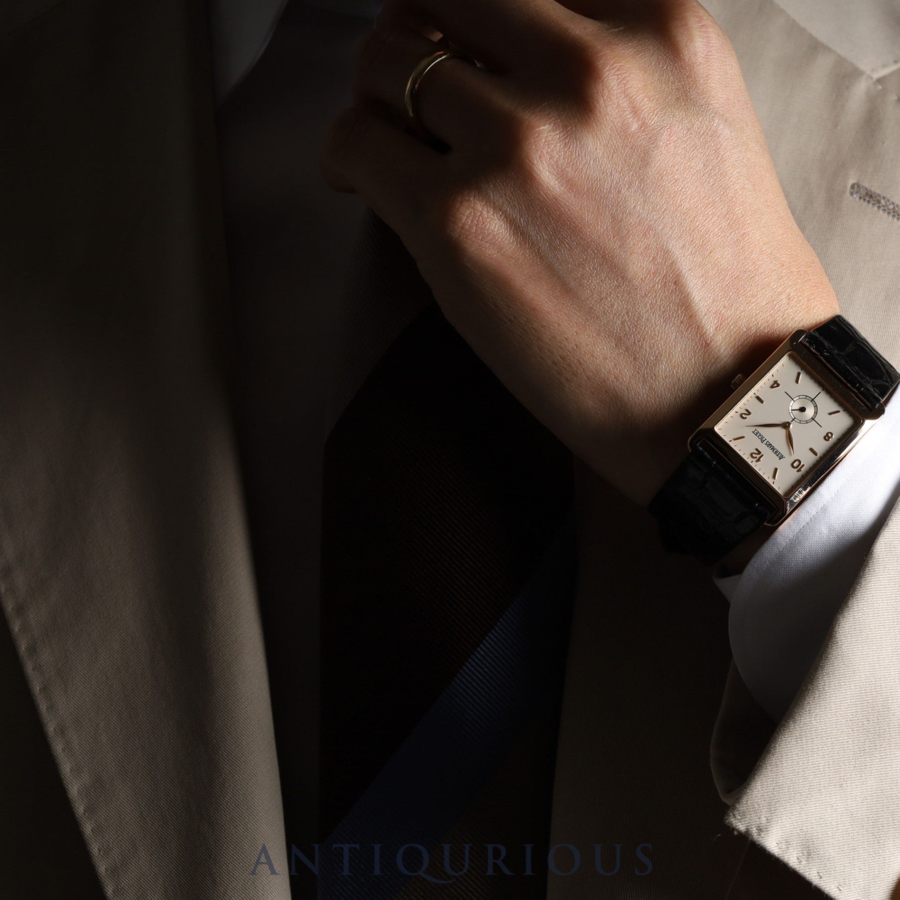 Audemars Piguet Rectangular OR4918/002 Manual winding Cal.2085 PG Leather Silver dial Warranty card (1995)