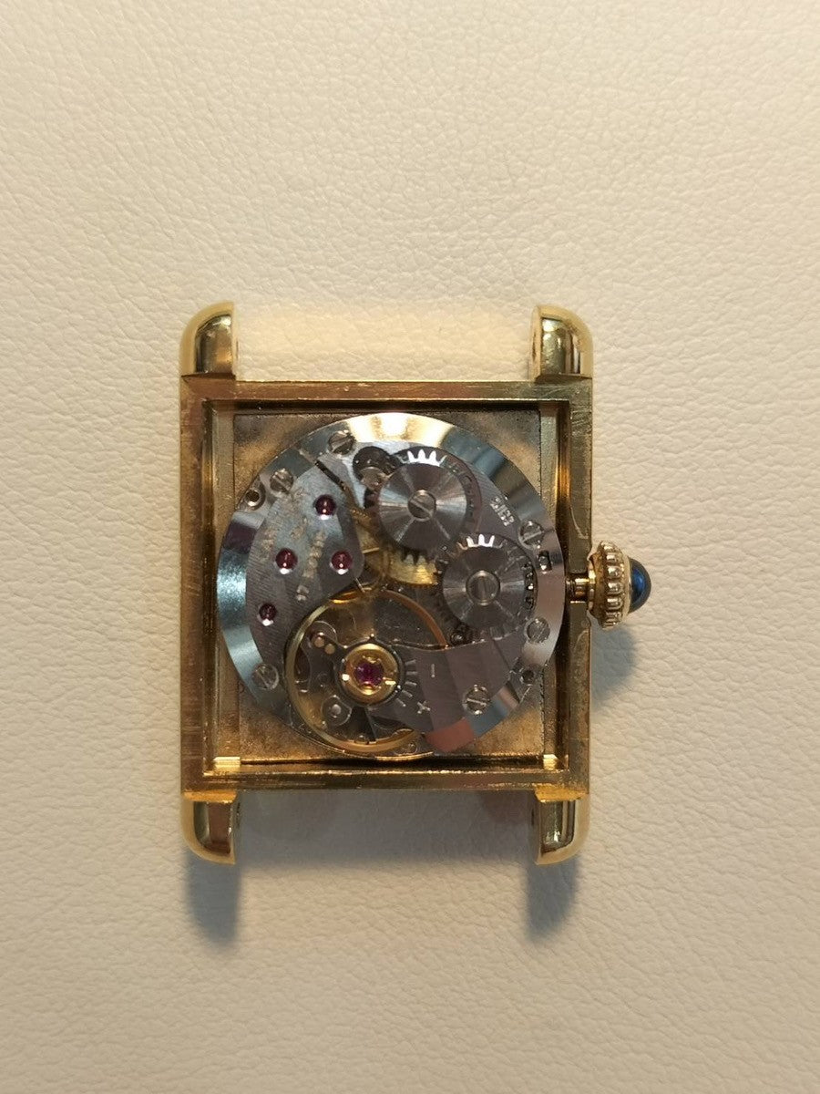 カルティエ マストタンク SM 手巻き SV925 革 純正尾錠(GP)ラピスラズリ文字盤(SWISS表記) 箱 冊子 保証書(1981年) オーバーホール済み