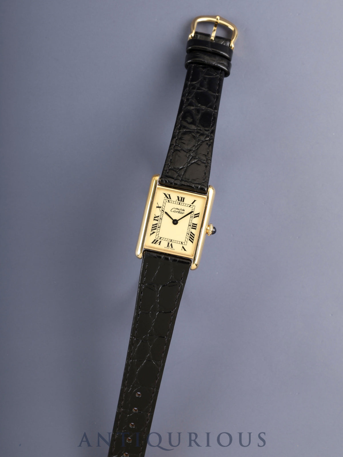Cartier Must Tank LM Hand-wound SV925 Leather Genuine Buckle (GP) Ivory Roman Dial (SWISS MADE) Lifetime Warranty Booklet Cartier Boutique Complete Service (Full Maintenance)