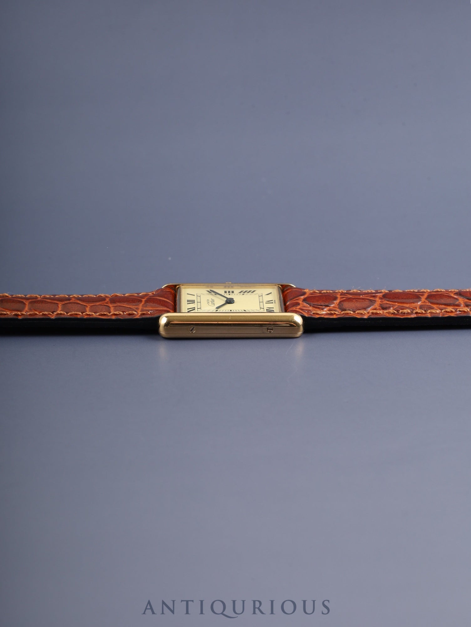 カルティエ マストタンク LM W1002753 / 590005 クォーツ Cal.90 SV925 革 純正尾錠(GP) アイボリーローマン文字盤 箱 オーバーホール