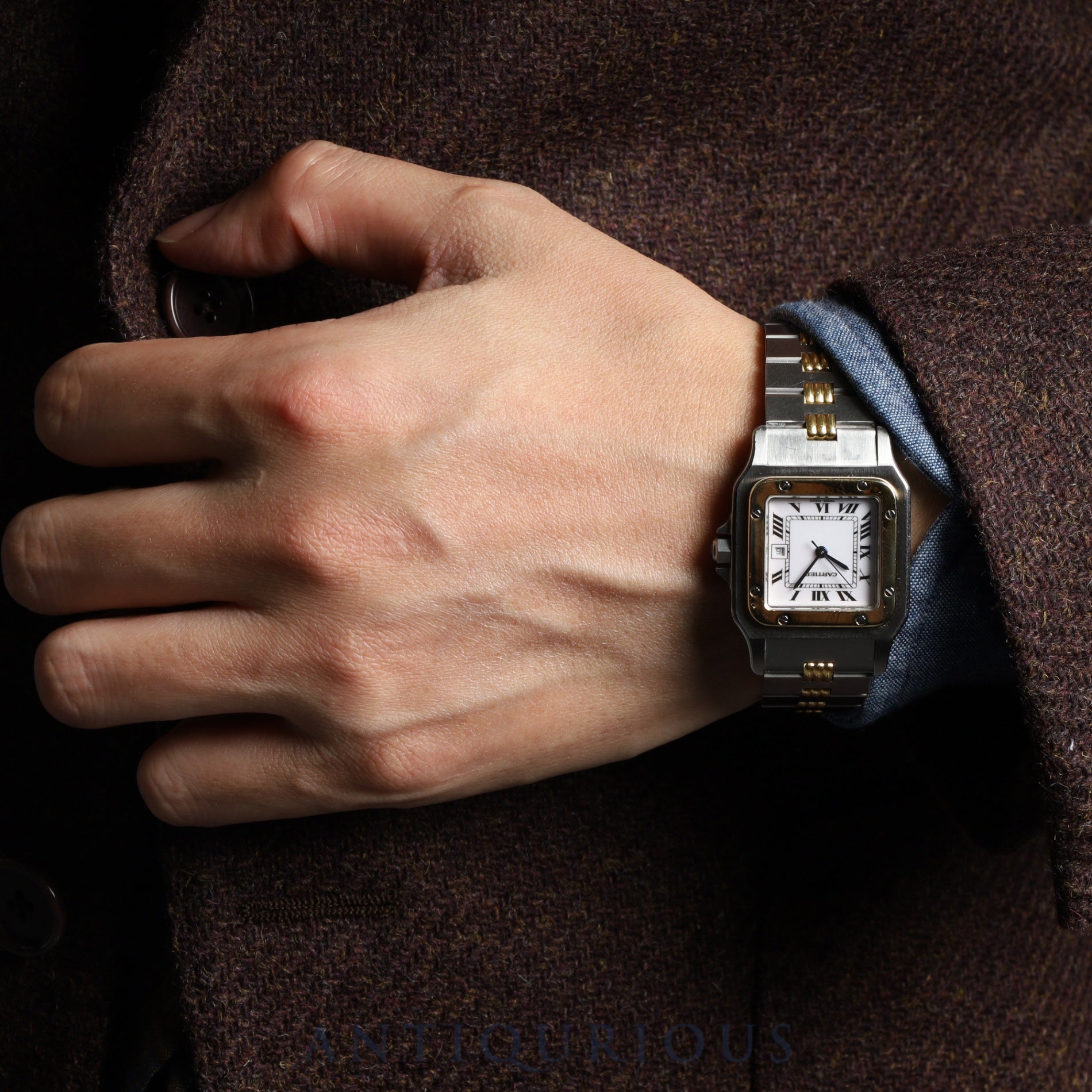 カルティエ サントスガルベ LM AC23.80gr OR 0.750 4.05gr / 2961 Ref.81036232 自動巻き SS / YG SS / YG ホワイトローマン文字盤 カルティエブティックにてコンプリートサービス(フルメンテナンス)済み