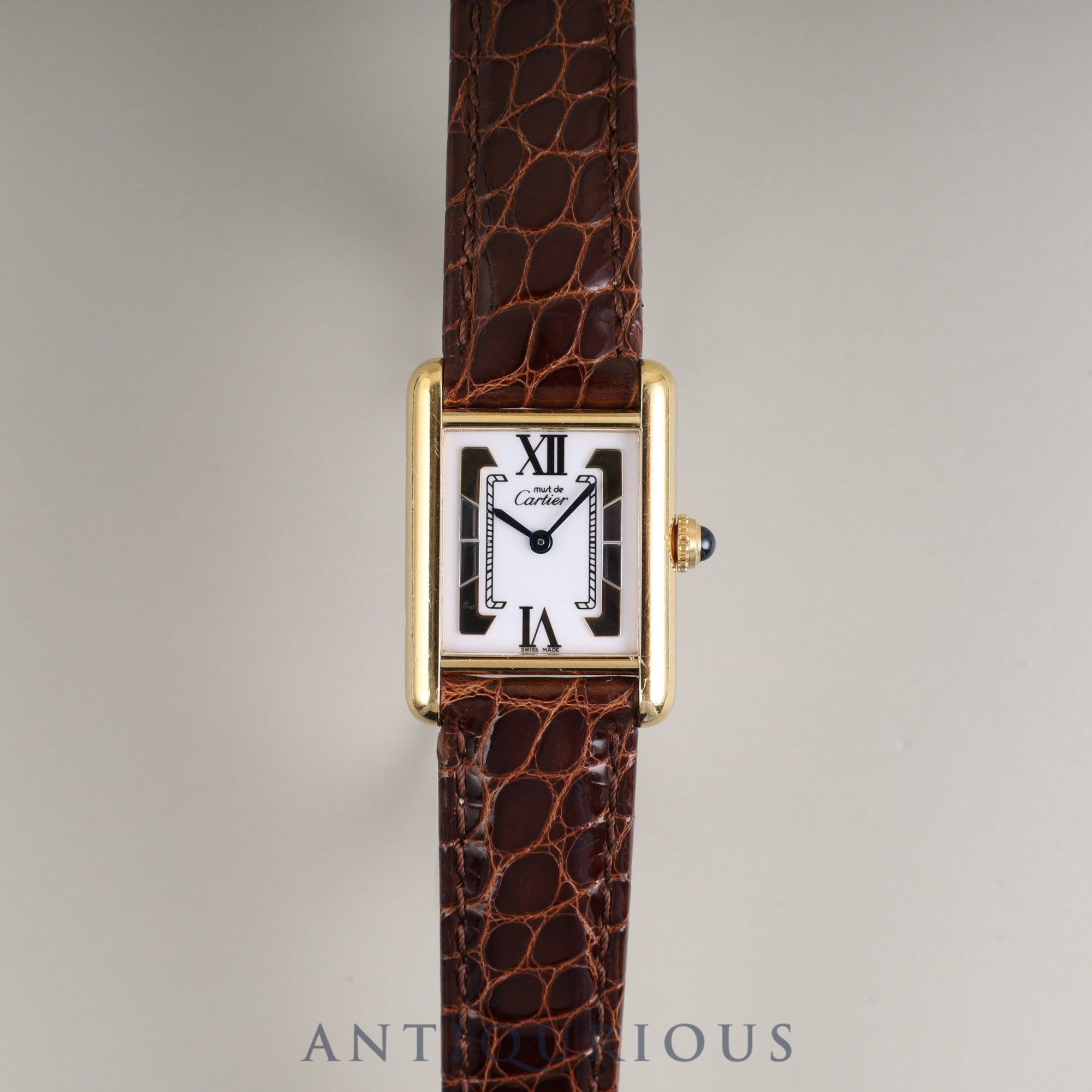 Cartier Must Tank SM 5057001, Quartz movement, SV925, Leather, Genuine D-buckle (GP), Side Trinity dial, circa 1982-circa 1995, Fully serviced at a Cartier boutique