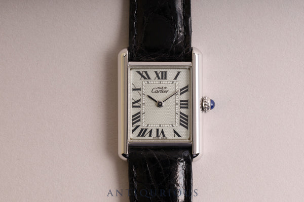 Cartier Must Tank MM QZ Silver Roman Dial 2416 Box and Warranty Card Included