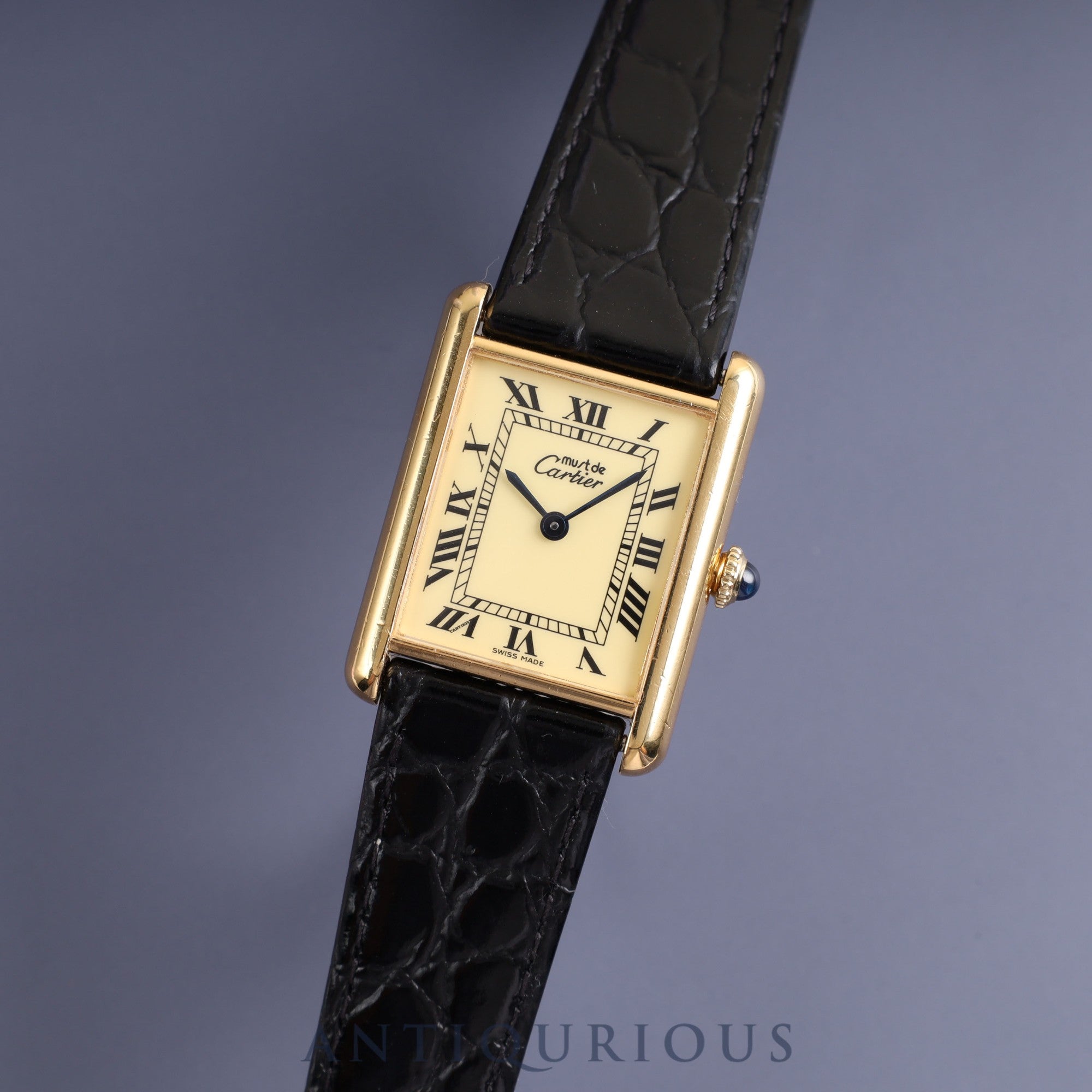 Cartier Must Tank LM Manual Winding 925 Leather Genuine Buckle (GP) Ivory Roman Dial Cartier Boutique Complete Service