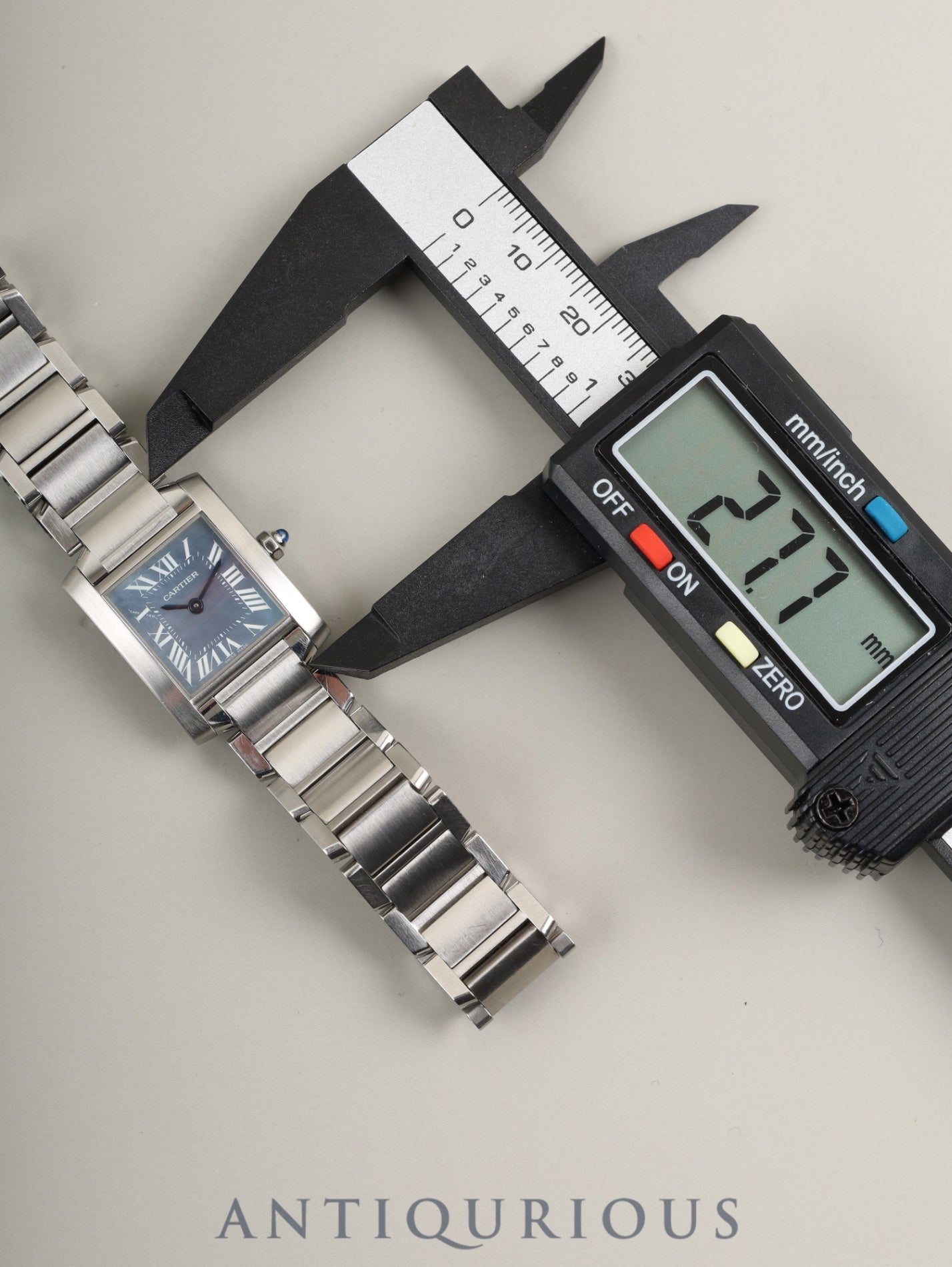 カルティエ タンクフランセーズ SM W51034Q3 / 2384 クォーツ Cal.057 SS SS ブルーシェル文字盤 オーバーホール済み