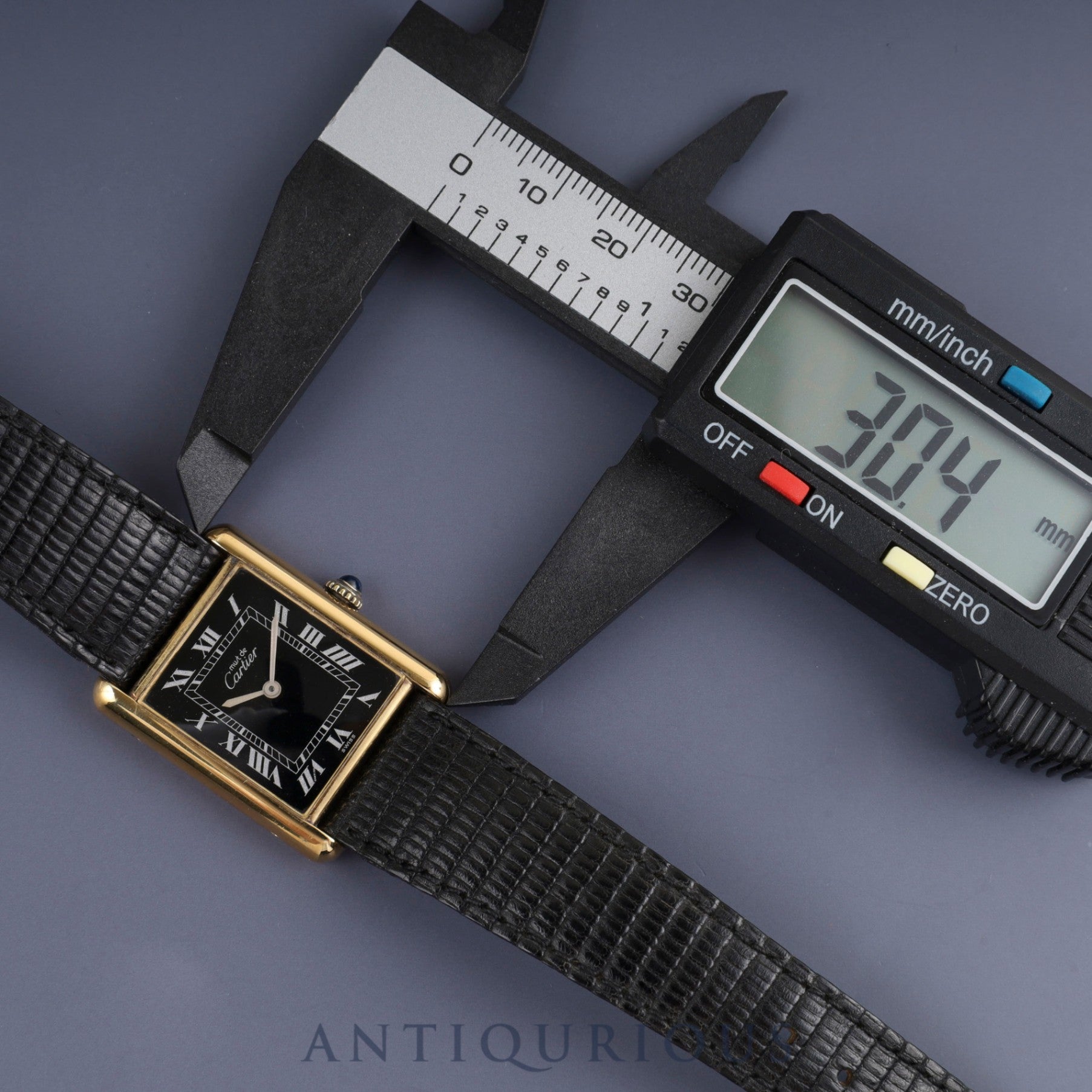 Cartier Must Tank LM Manual winding Cal.78-1 SV925 Genuine leather strap Genuine buckle (GP) Black Roman dial Overhauled