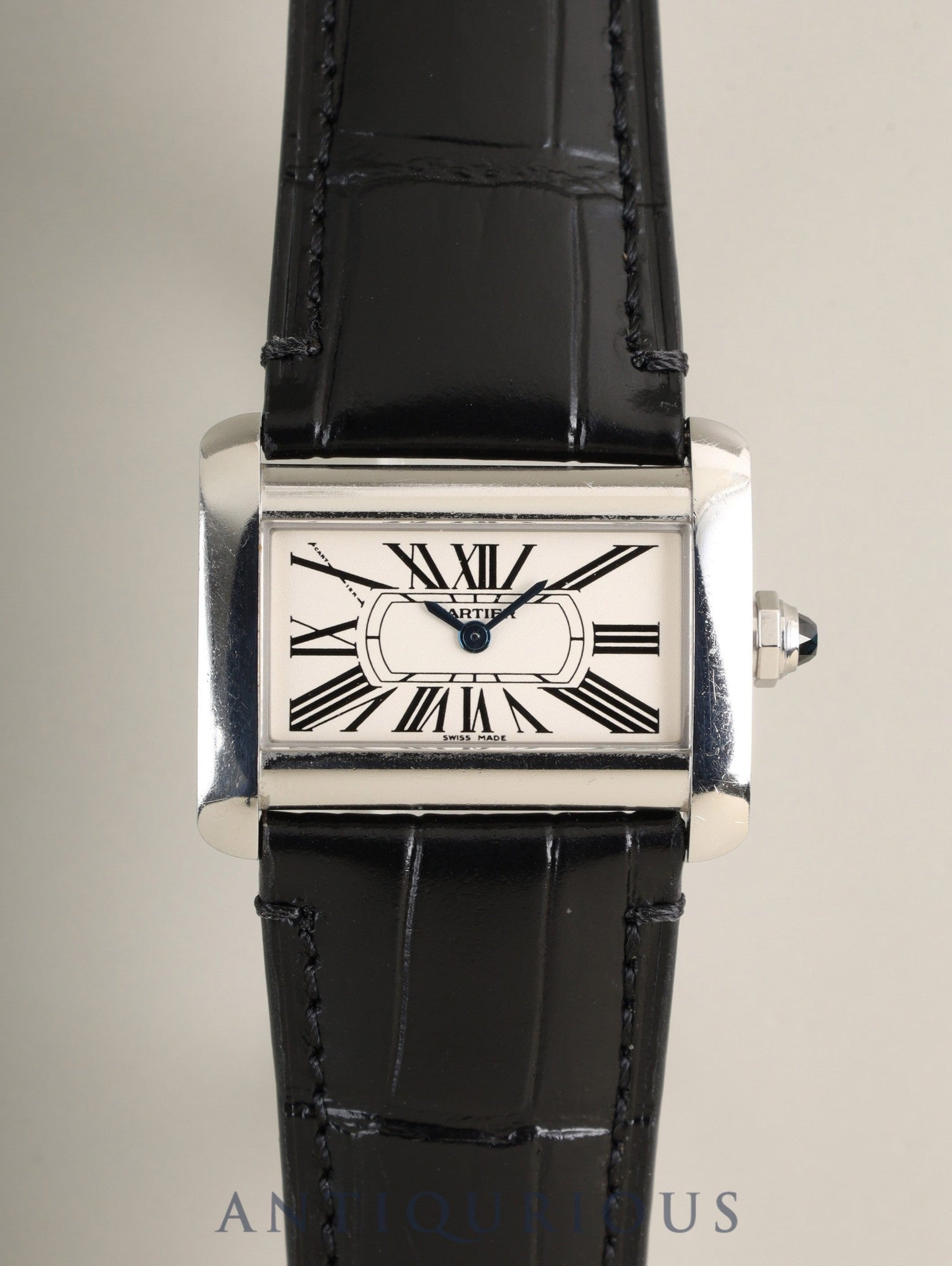 Cartier Tank Divan Mini W6300255 / 2599 Quartz Cal.157 SS Leather Non-OEM Pin Buckle (SS) Silver Roman Dial Overhauled