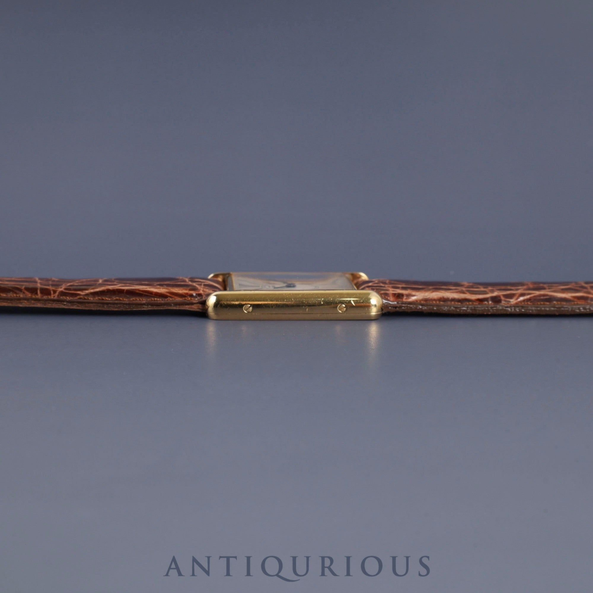 Cartier Must Tank LM W1005654 / 590005 Quartz Caliber 90 SV925 Leather Strap with Genuine GP Buckle, Opalescent Dial, Overhauled