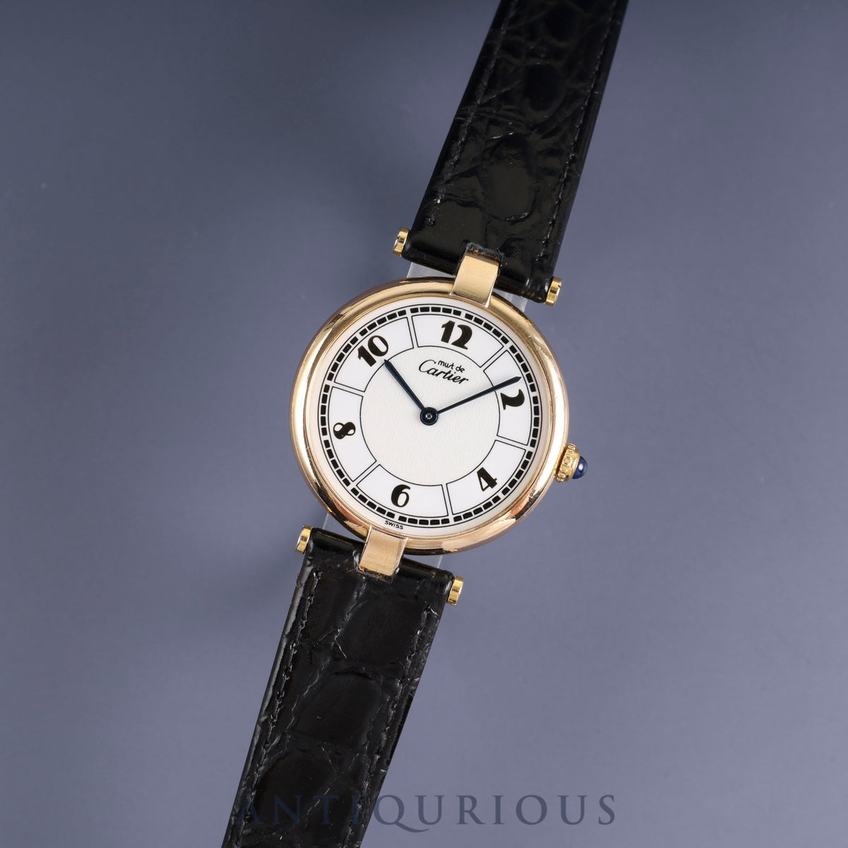 Cartier Must Vendome VLC LM W1009754 / 1861 Quartz Cal.690 SV925 Leather Genuine Buckle (GP) Gold Jump Arabic CC Dial Overhauled