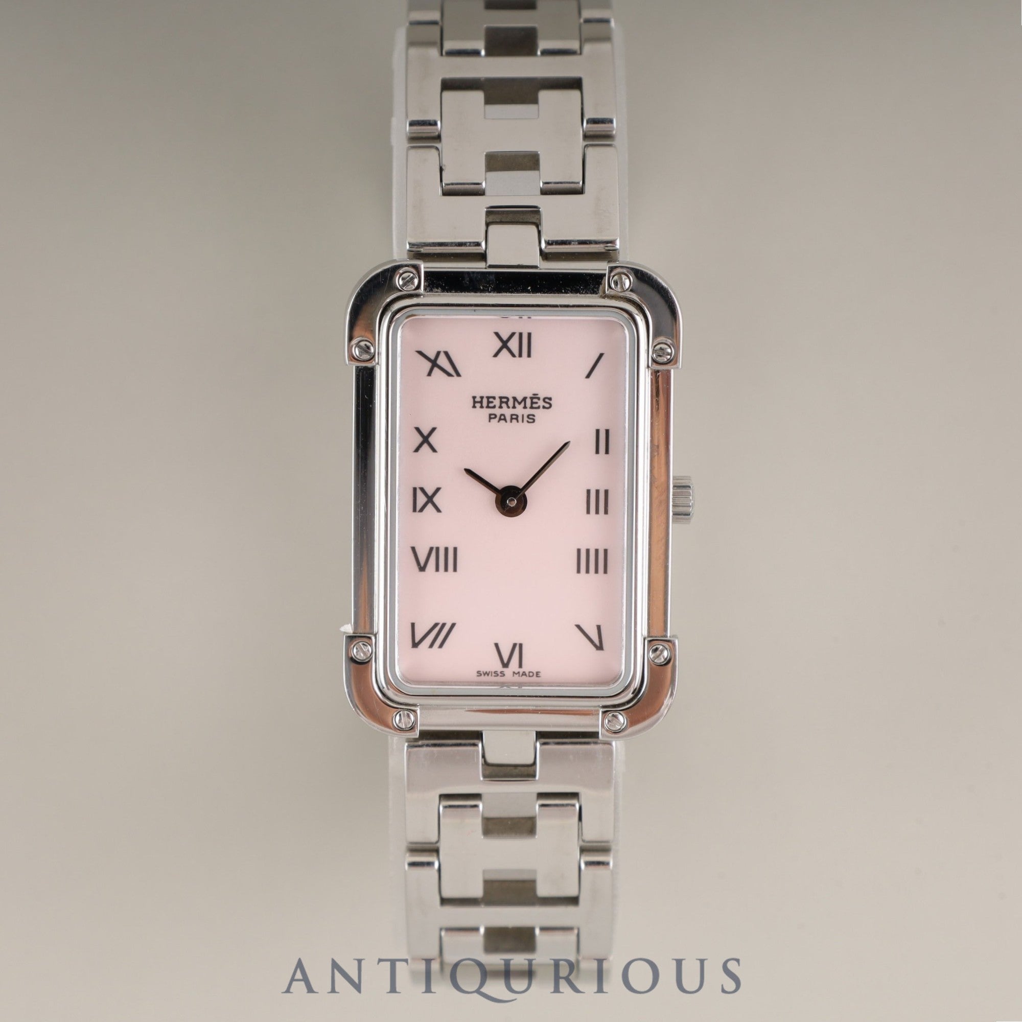 エルメス クロアジュール CR2.210 クォーツ Cal.976.001 SS SS ピンクシェル文字盤 箱 保証書(2013年)オーバーホール済み