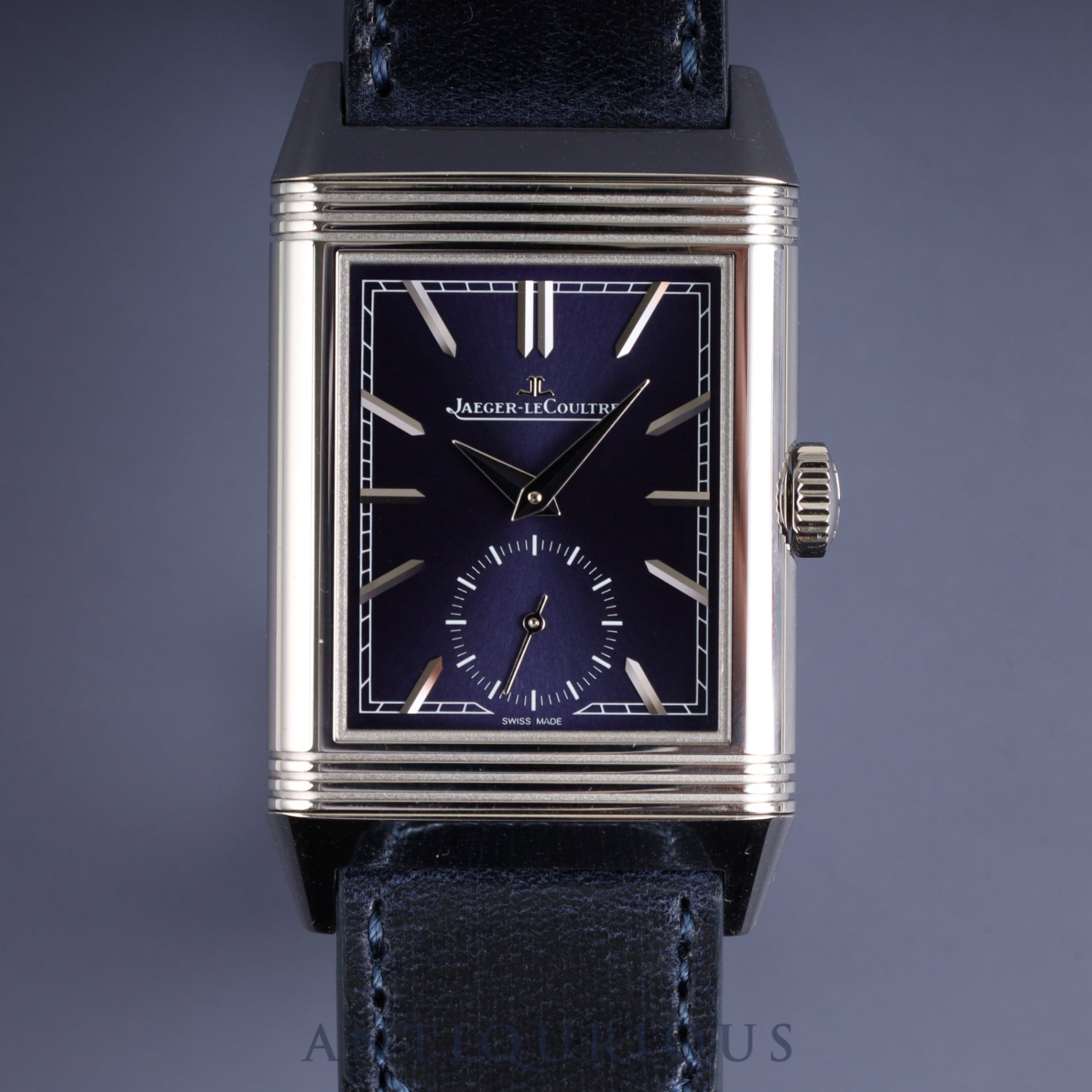 Jaeger-LeCoultre Reverso Tribute Small Second Q397848J / 214.8.62 Manual winding Cal.822/2 SS Genuine leather strap Genuine buckle (SS) Blue dial Box Overhauled