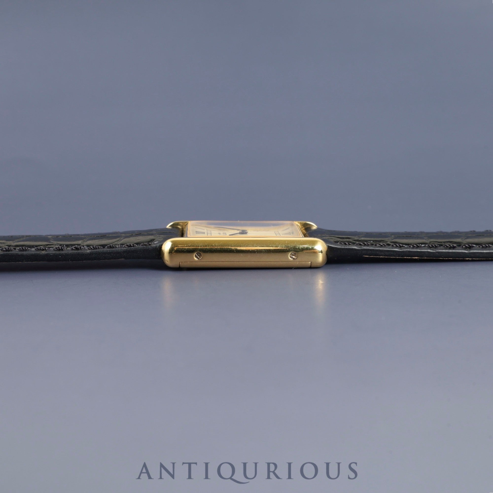 Cartier Must Tank LM Manual Winding SV925 Leather Watch with Genuine GP Buckle Ivory Roman Dial Overhauled and Finished to Look Like New