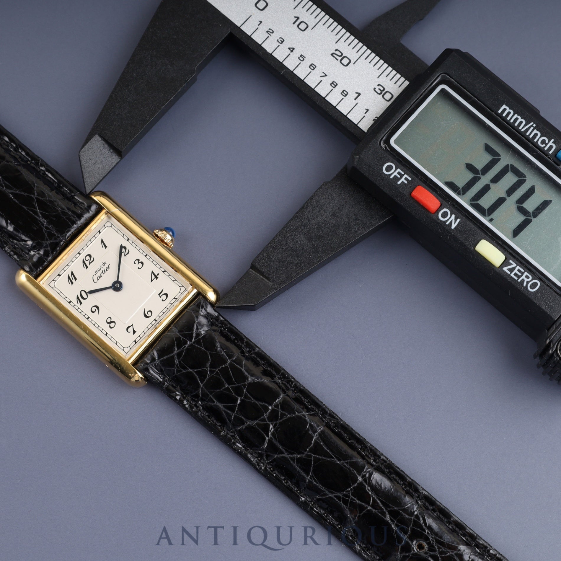 Cartier Must Tank LM 590005 Quartz Caliber 90 SV925 Leather Strap with Genuine GP Buckle, Arabic Dial, Overhauled