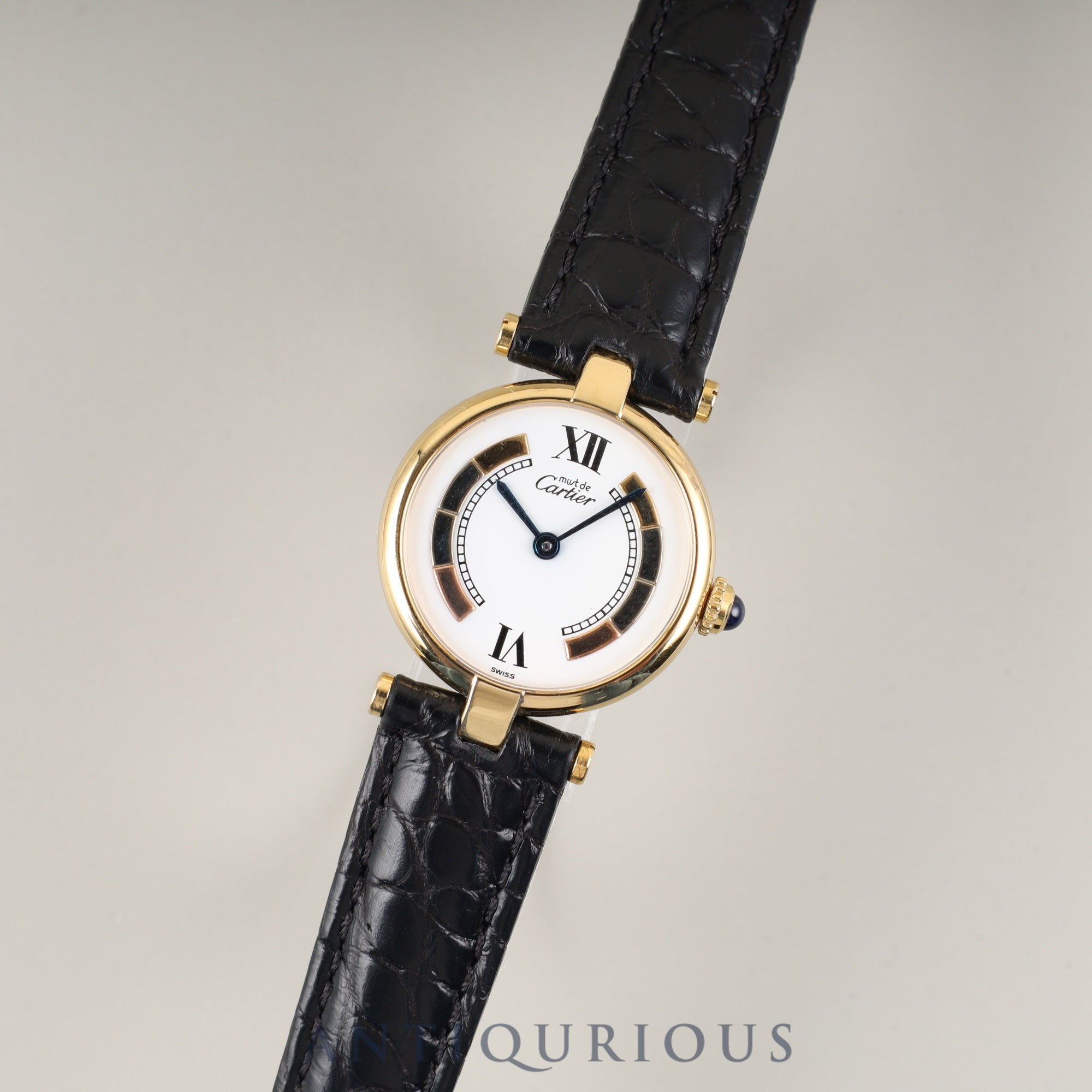 カルティエ マスト ヴァンドーム VLC SM W1006554 / 590004 クォーツ Cal.90 SV925 革 純正Dバックル(GP) サイドトリニティ文字盤 冊子 保証書(1994年)オーバーホール済み