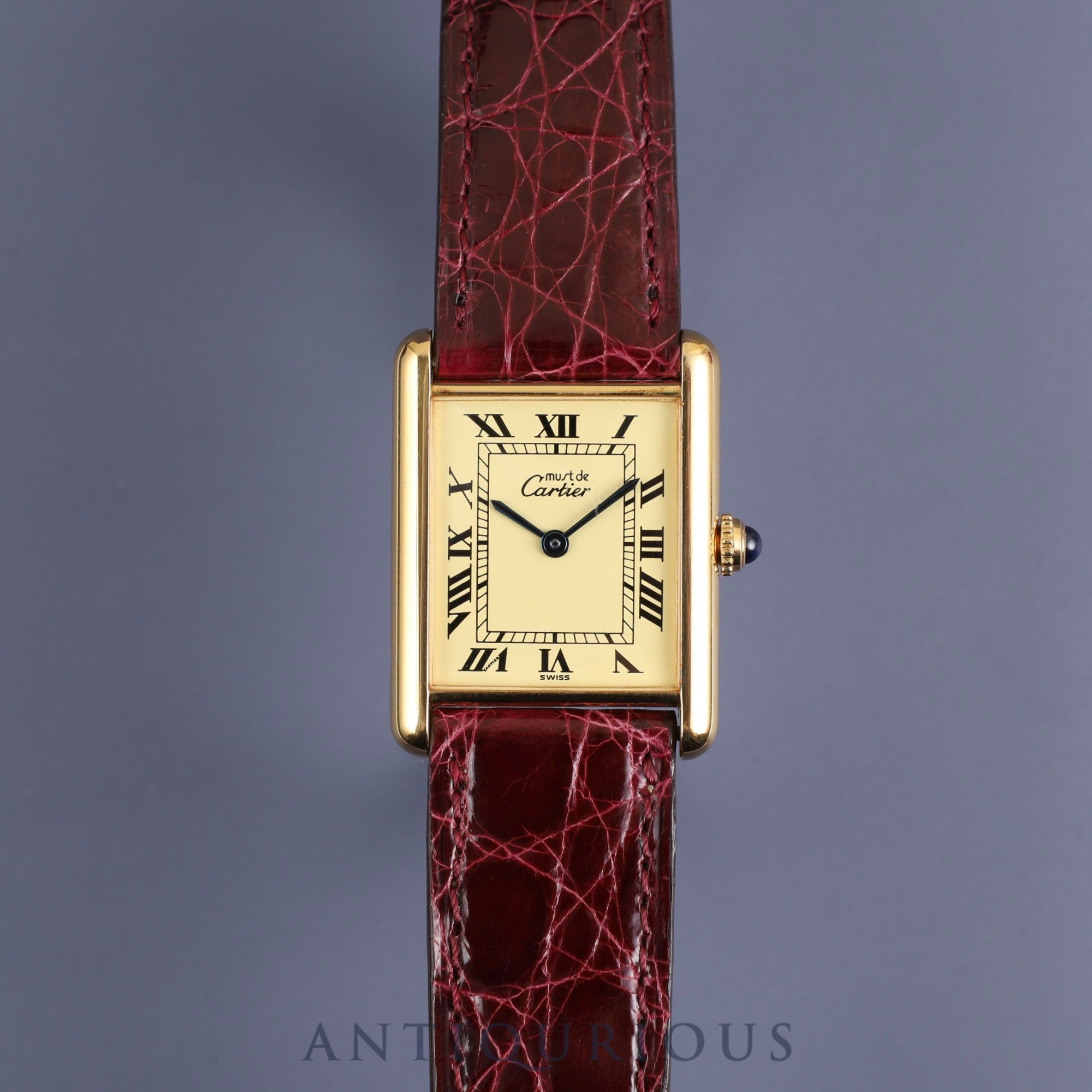 Cartier Must Tank LM 590005 Quartz Cal.90 SV925 Genuine leather strap Genuine buckle (GP) Ivory Roman dial Box Overhauled