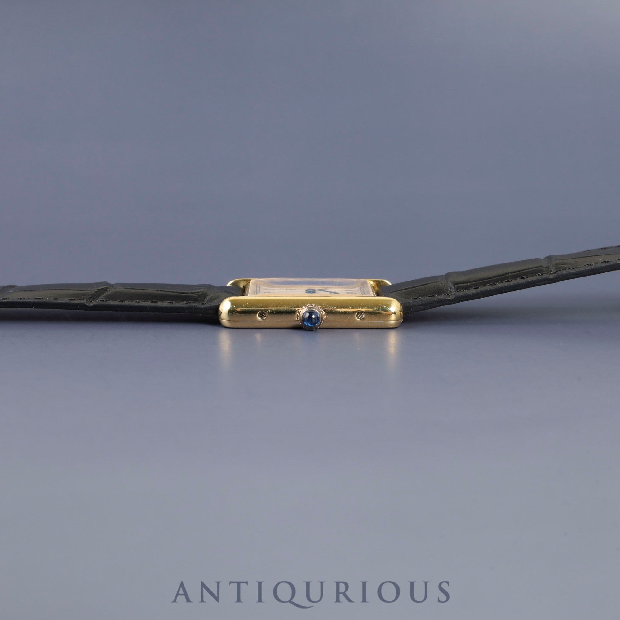 Cartier Must Tank LM 590005 Quartz Caliber - SV925 Leather Strap with Genuine D-Buckle (GP) Arabic Dial Circa 1982-1995 Overhauled and Finished to New