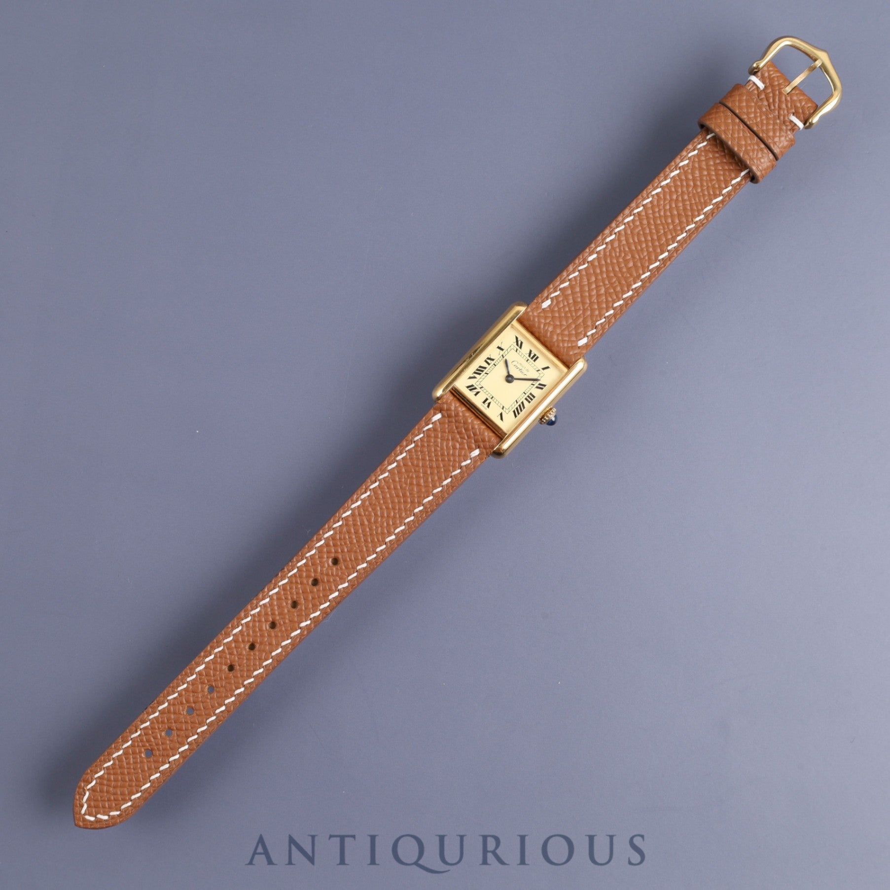 Cartier Must Tank SM 82974213 Manual winding Cal.78-1 SV925 Leather Ivory Roman dial Overhauled New finish