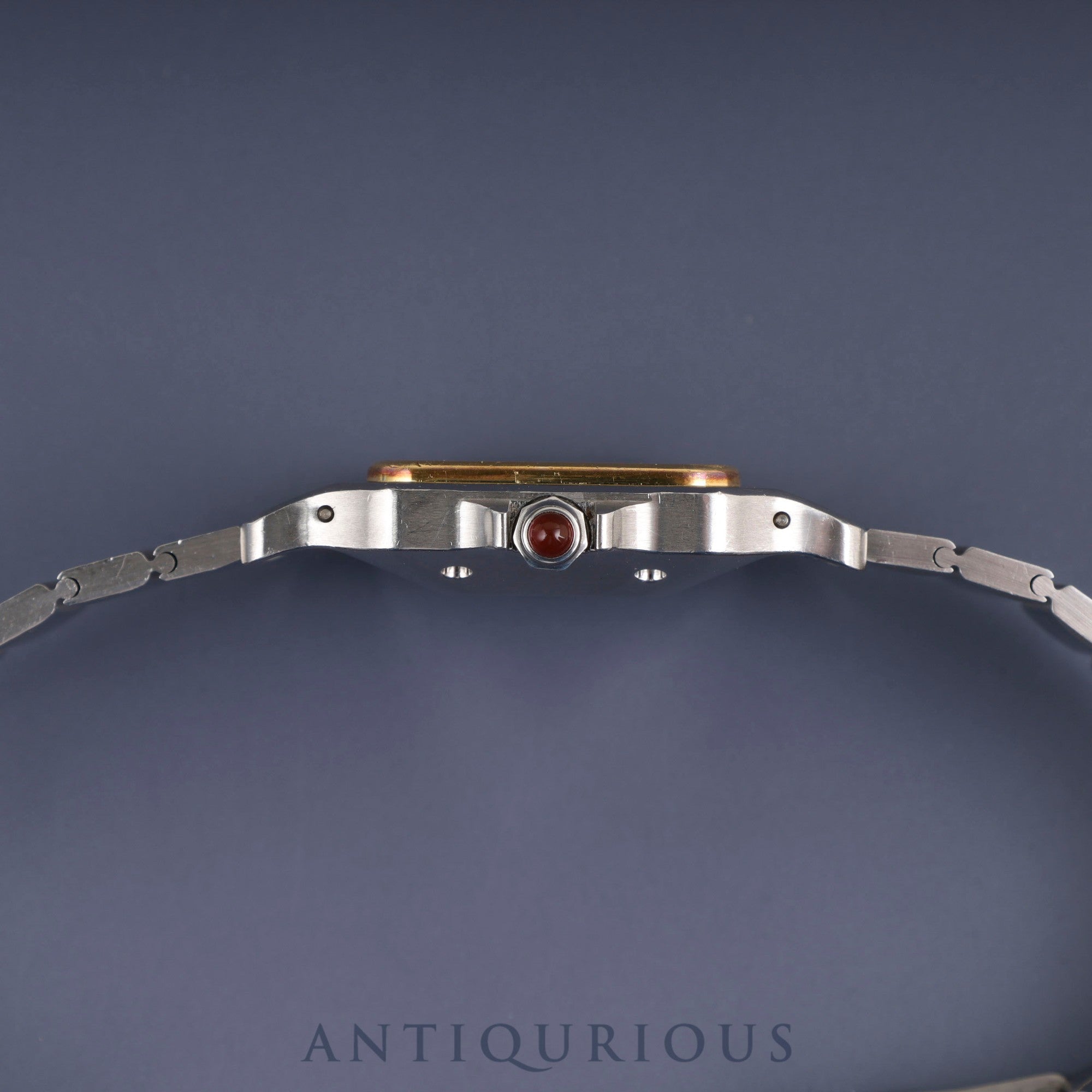 Cartier Santos Galbee LM 2961 Automatic Caliber 2671 Stainless Steel/Yellow Gold with Garnet and Bordeaux Dials, Overhauled