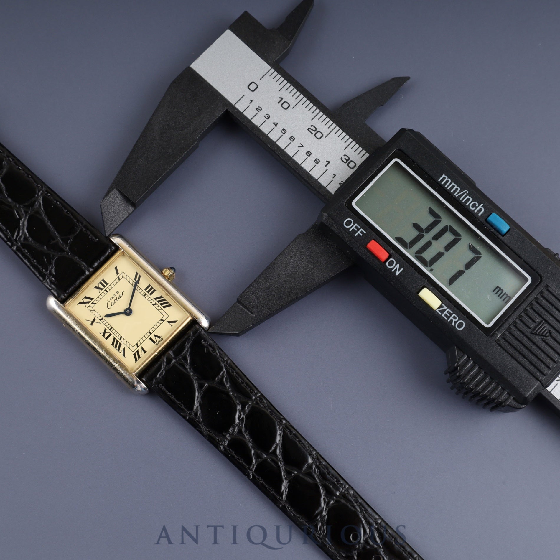 カルティエ マストタンク LM 6 81006 クォーツ Cal.81 SV925 革 純正尾錠(GP) アイボリーローマン文字盤 1982年頃~1995年頃 オーバーホール済み