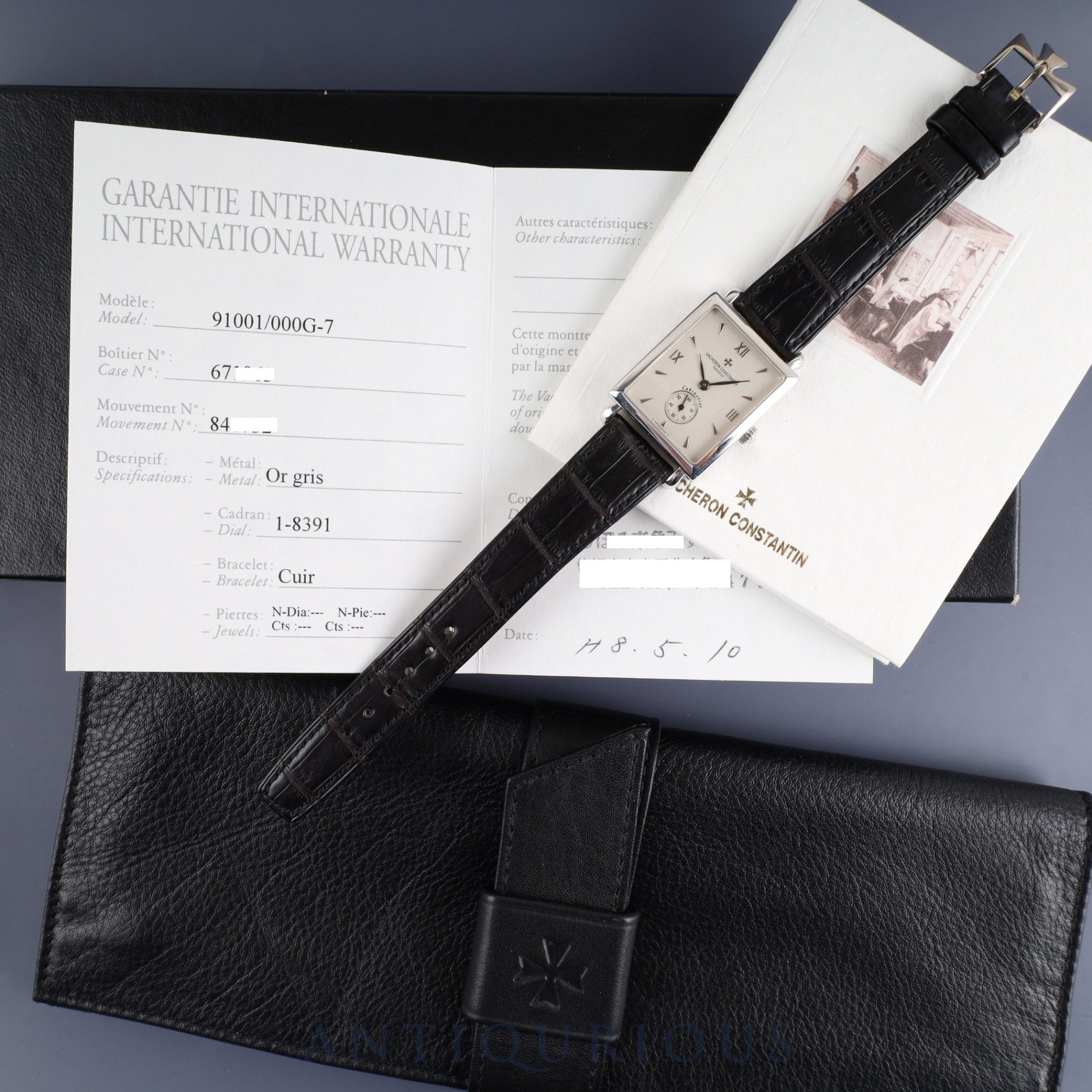 ヴァシュロン・コンスタンタン キャビノチェ 91001/000G-7 手巻き Cal.1017 750 純正革ベルト 純正尾錠(750) ホワイト文字盤 箱 ケース 冊子 保証書(1996年) オーバーホール済み