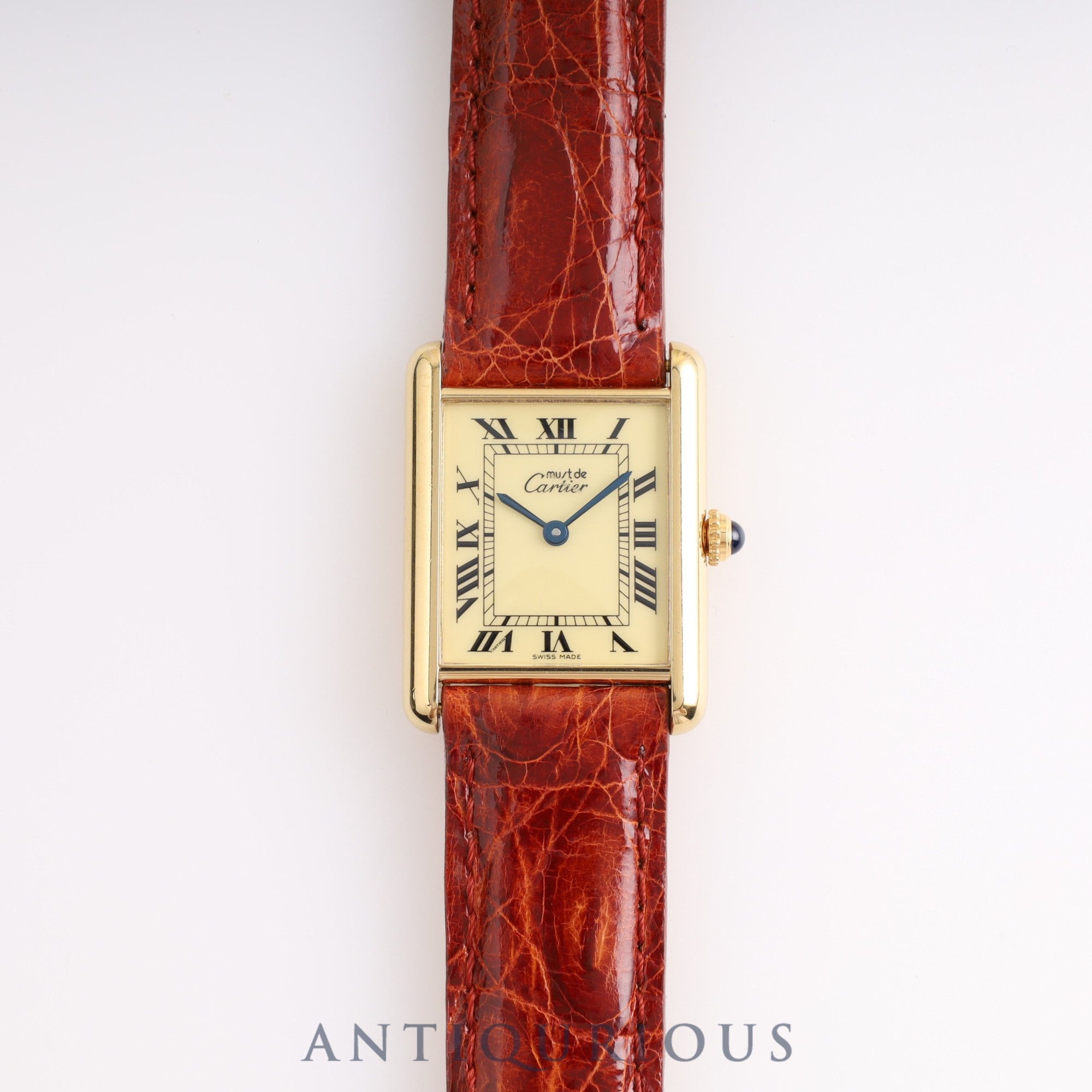 Cartier Must Tank LM QZ W1002753 / 590005 SV925 Leather Genuine Buckle (GP) Ivory Dial Box Cartier Boutique Complete Service