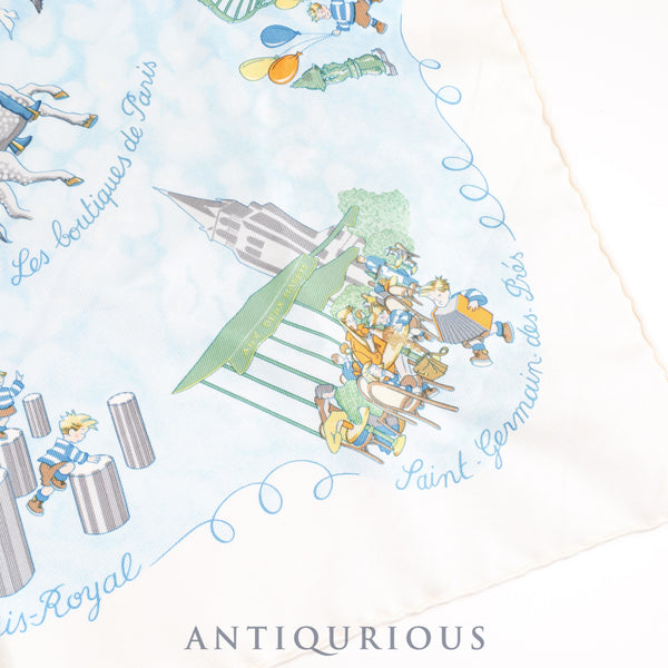 エルメス スカーフ カレ45 LES TRIPLES DE PARIS いたずら三つ子 SILK100%