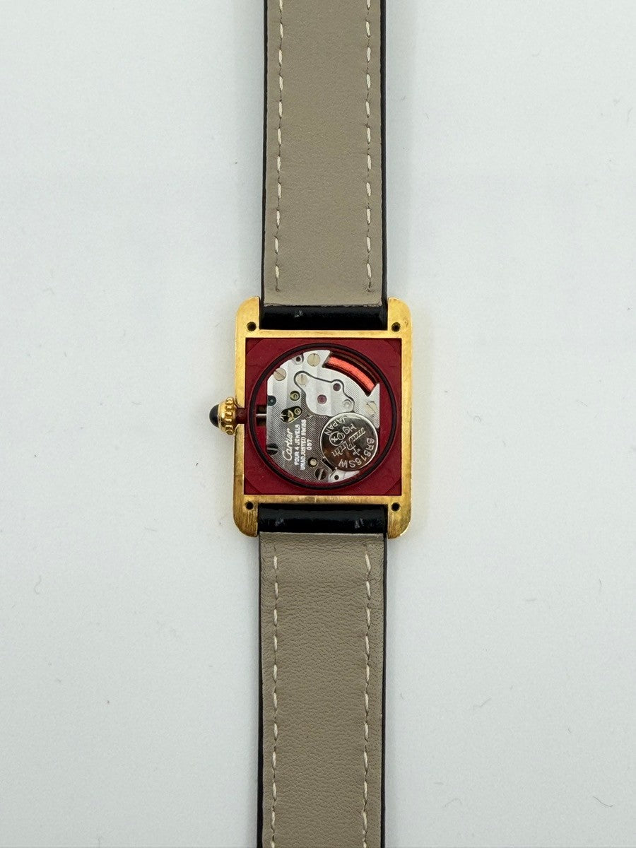 カルティエ マストタンク SM 5057001 クォーツ Cal.057 SV925 革 純正尾錠(GP)ストレートローマン文字盤(SWISS表記)オーバーホール済み