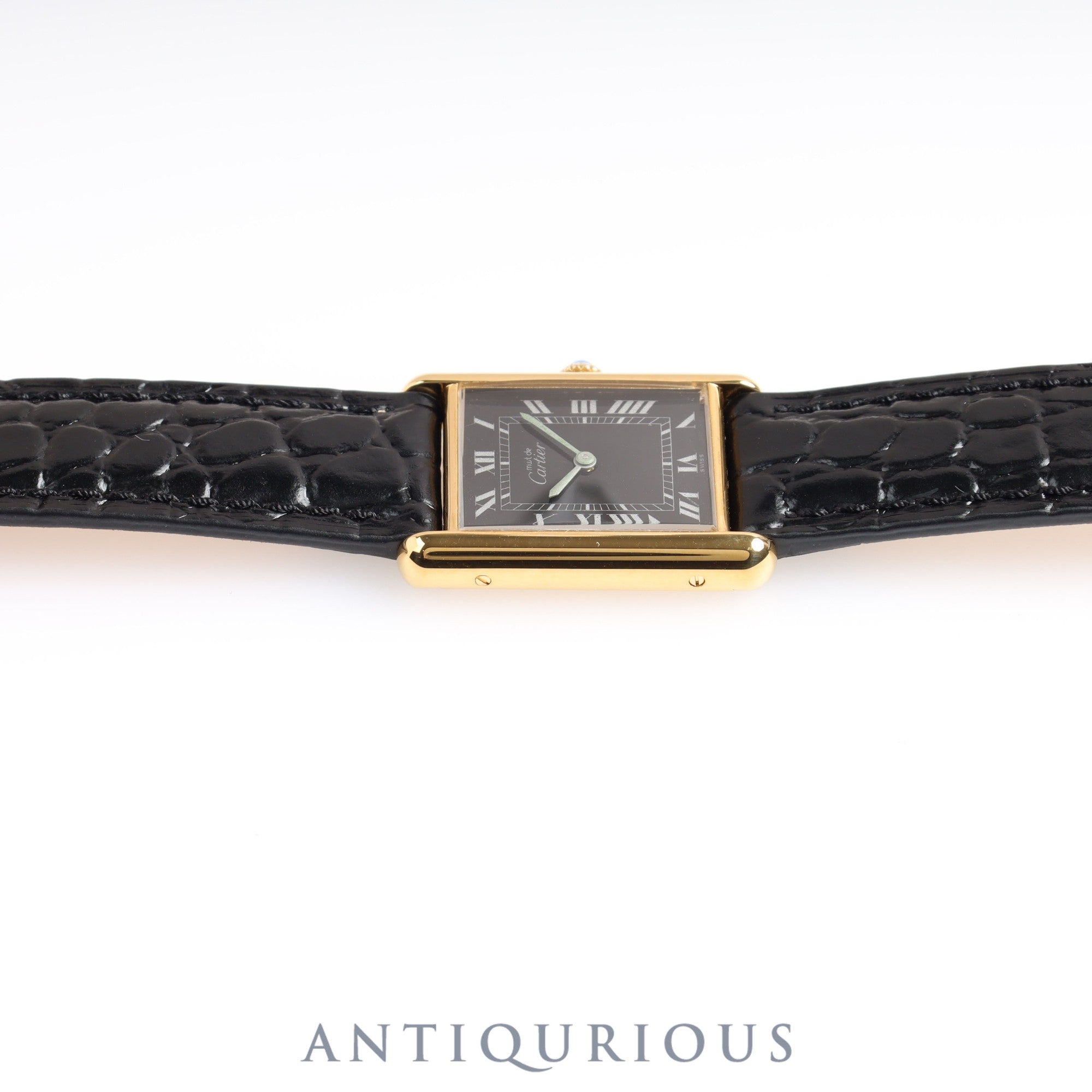Cartier Must Tank LM Manual Winding Black Roman Dial Box Card (1984)