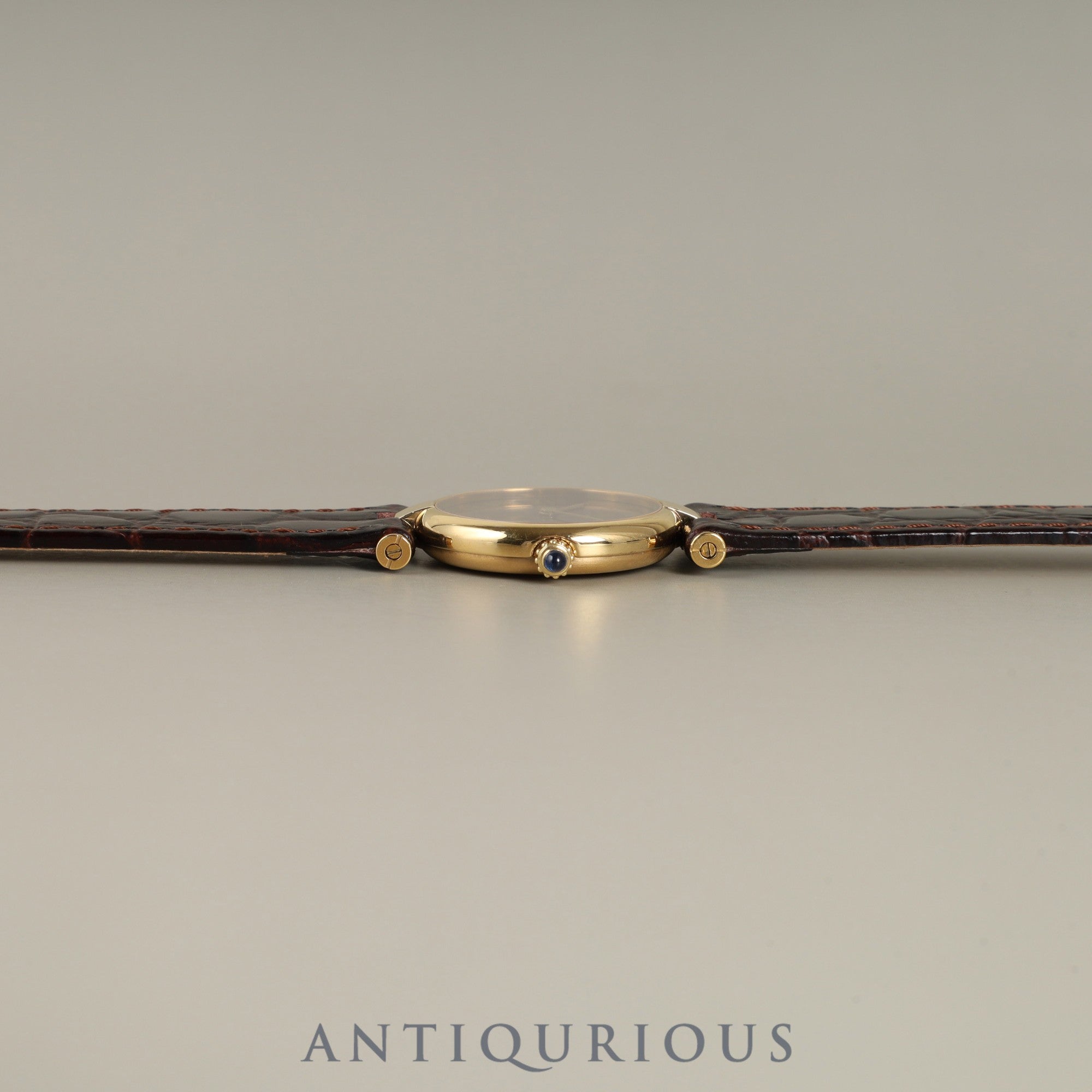 カルティエ マスト ヴァンドーム VLC SM クォーツ Cal.81 SV925 革 純正尾錠(GP) マホガニー文字盤(クラック) オーバーホール済み