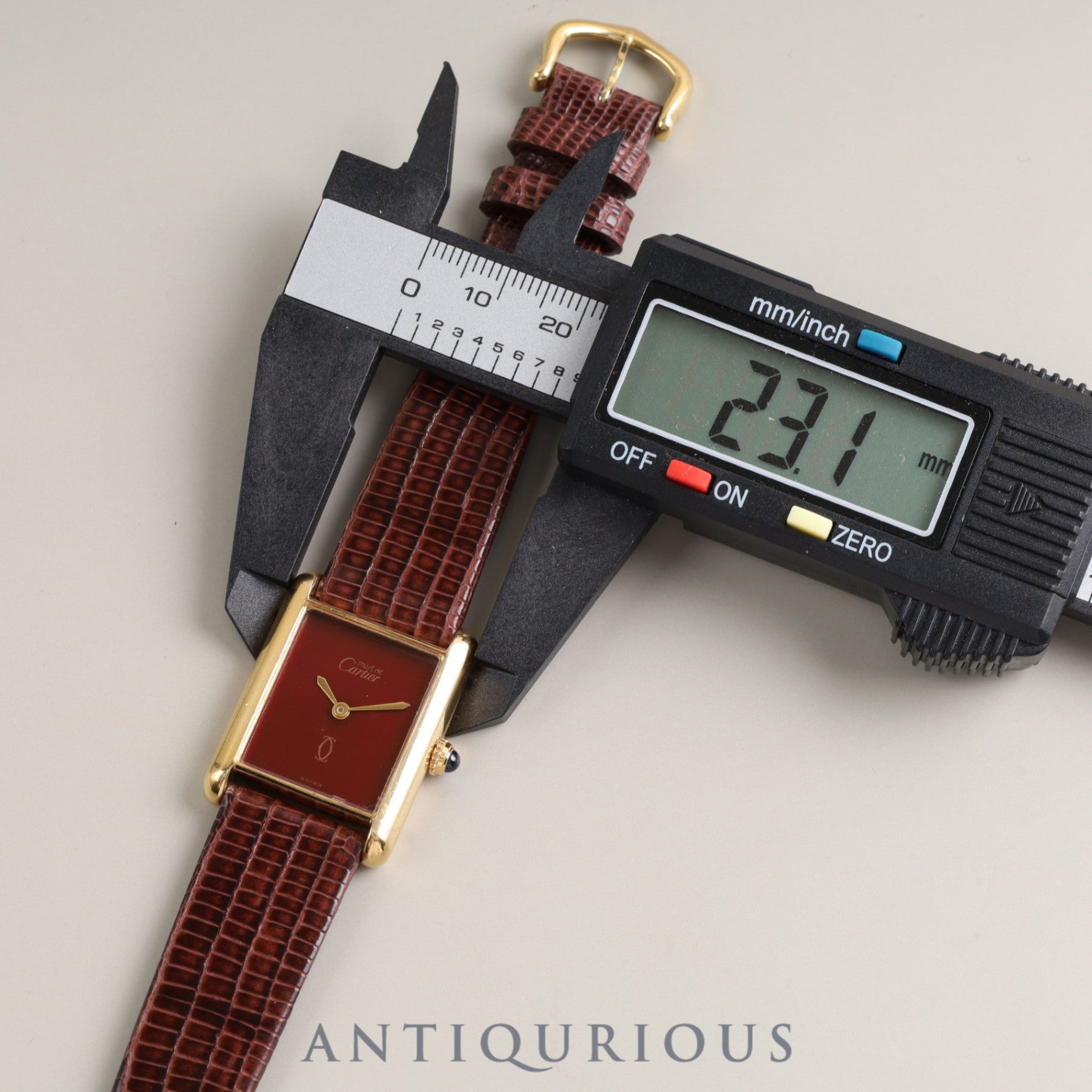 Cartier Must Tank LM Manual Winding SV925 Leather Genuine Buckle Bordeaux Dial