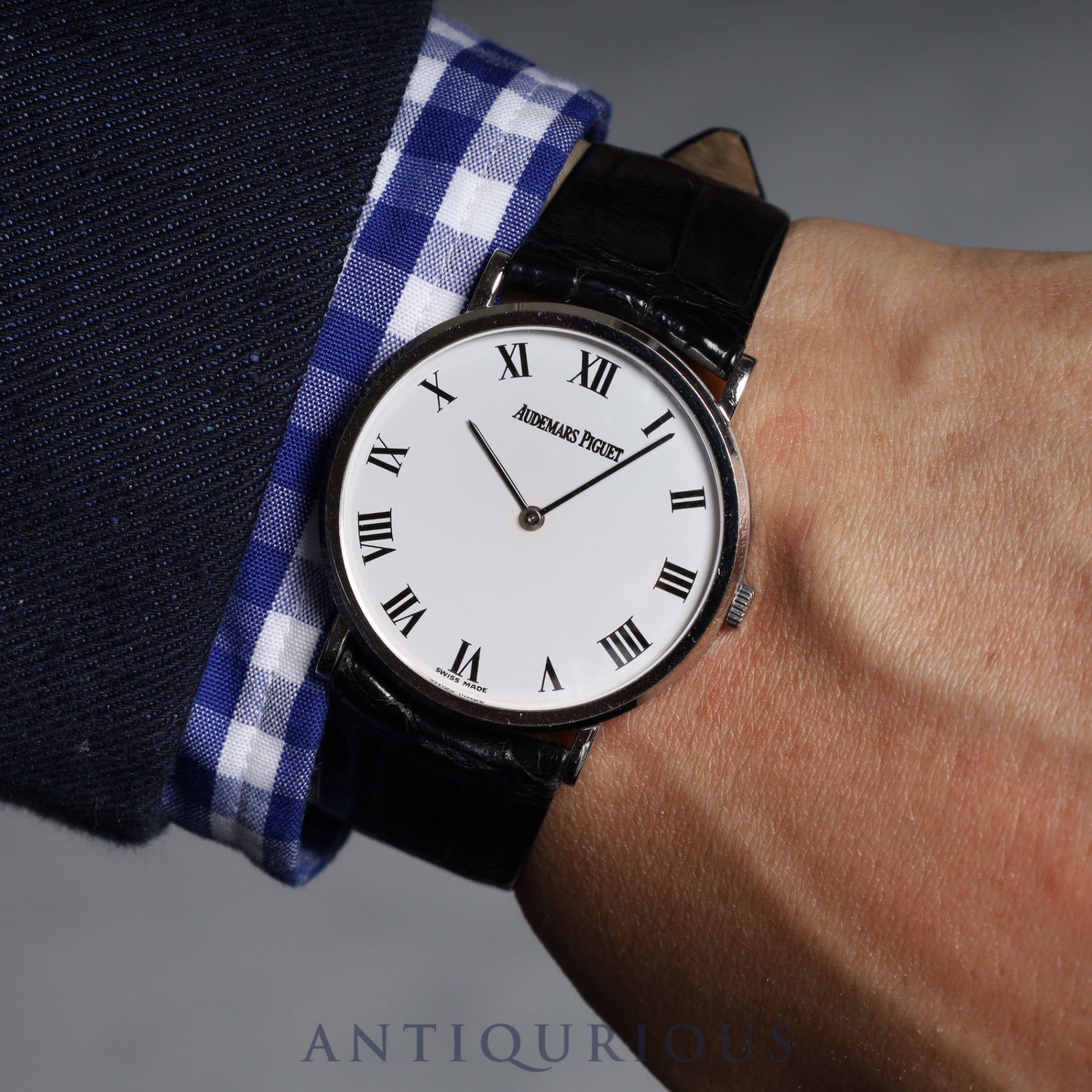 Audemars Piguet Extra-Flat Manual Winding Caliber 2080 750WG Leather Strap with Genuine Buckle (750WG) White Dial 31.6mm