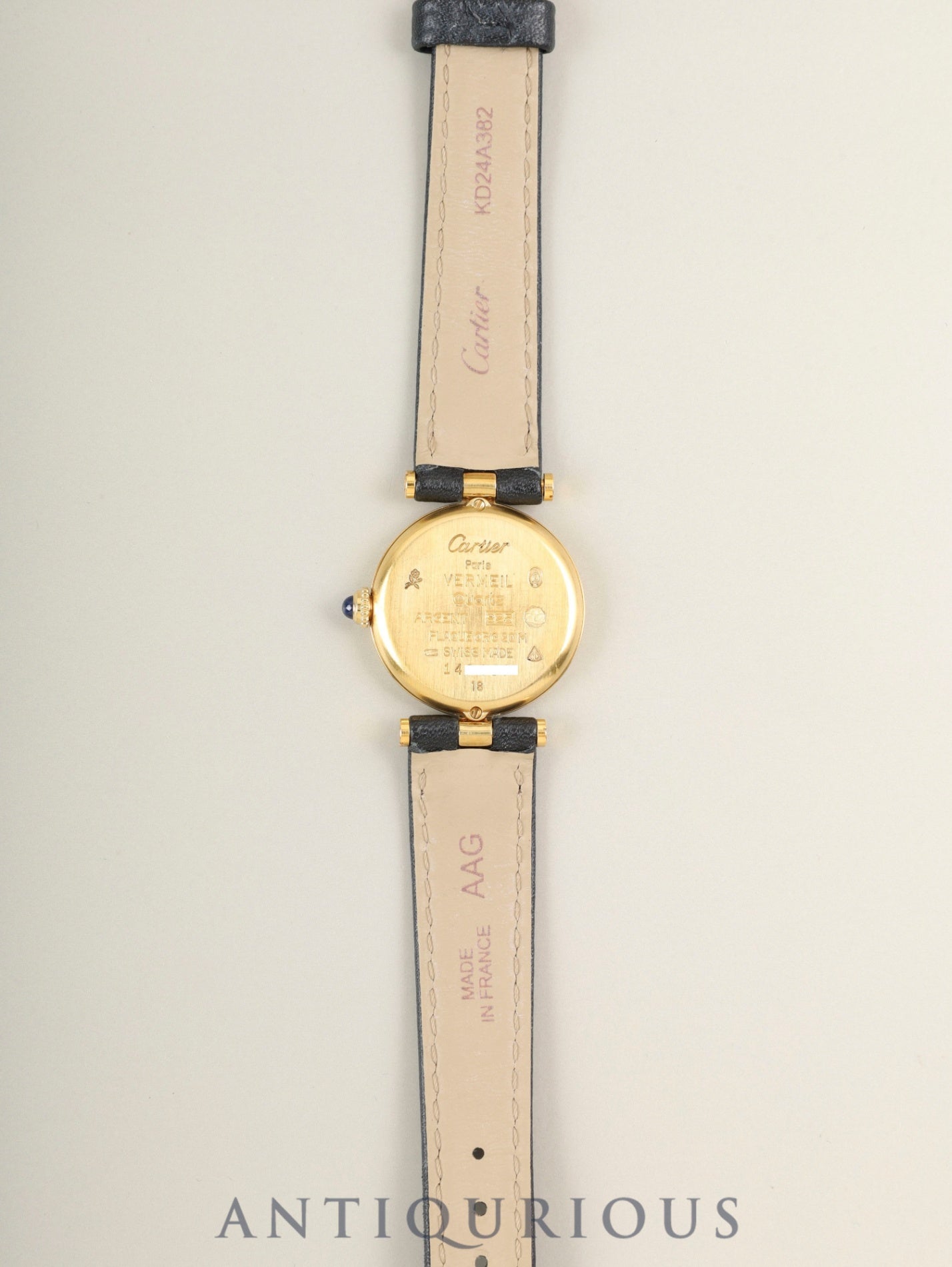 Cartier Must Vendome VLC SM 84978213 / 18 Quartz Cal.690 SV925 Leather Genuine Pin Buckle (GP) Ivory Roman Dial (SWISS MADE表記) Overhauled