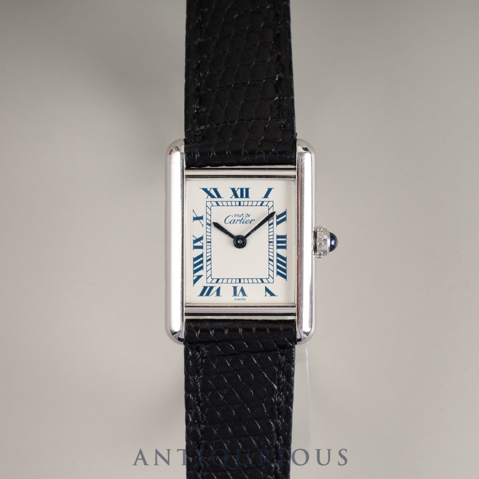 Cartier Must Tank SM 6057002 Quartz Cal.057 SV925 Leather Genuine Buckle (SS) White Roman Dial Box Overhauled