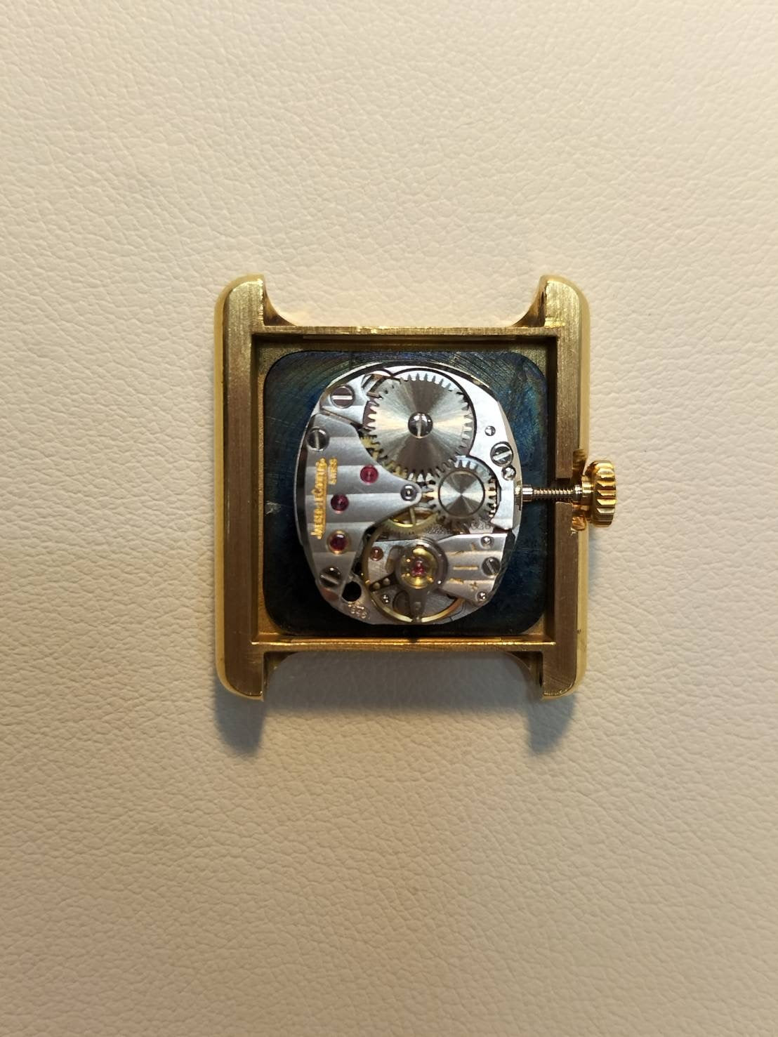 ジャガー・ルクルト スクエアケース 6141.21 手巻き 750YG 革 純正尾錠(GP)オニキス文字盤 オーバーホール済み