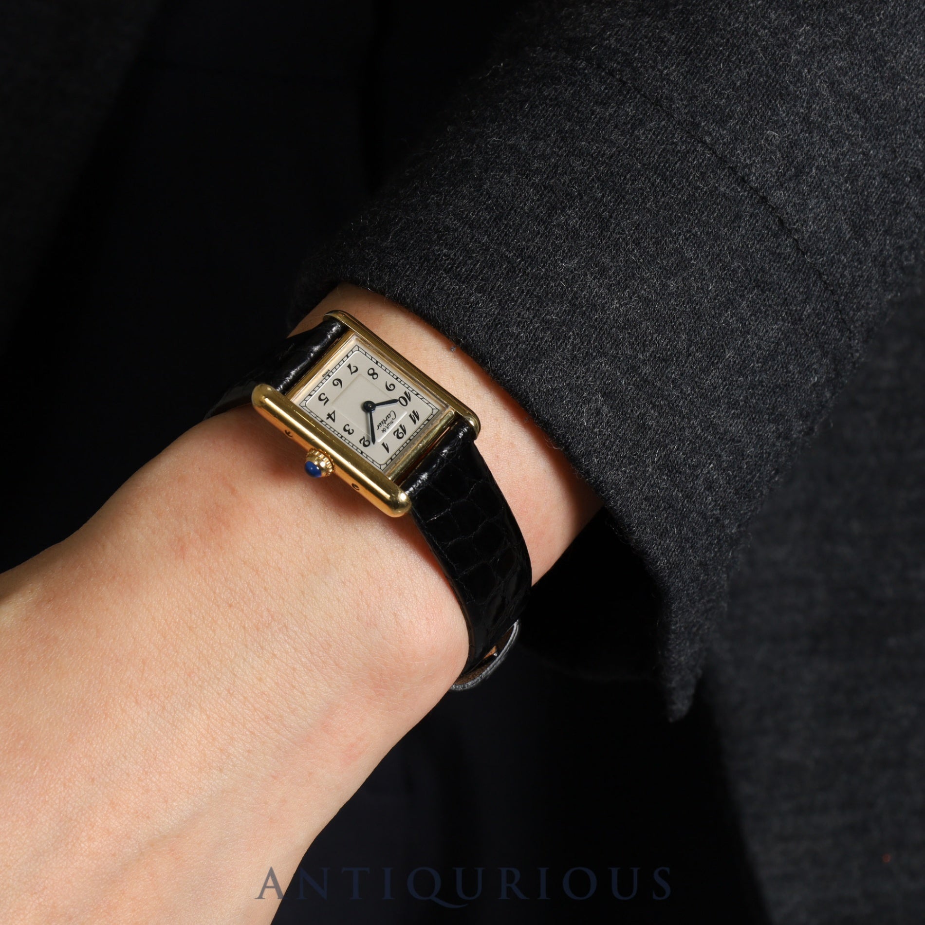 カルティエ マストタンク SM 5057001 クォーツ SV925 革 純正尾錠(GP) アラビア文字盤 カルティエブティックにてコンプリートサービス(フルメンテナンス)済み 新品仕上げ済み