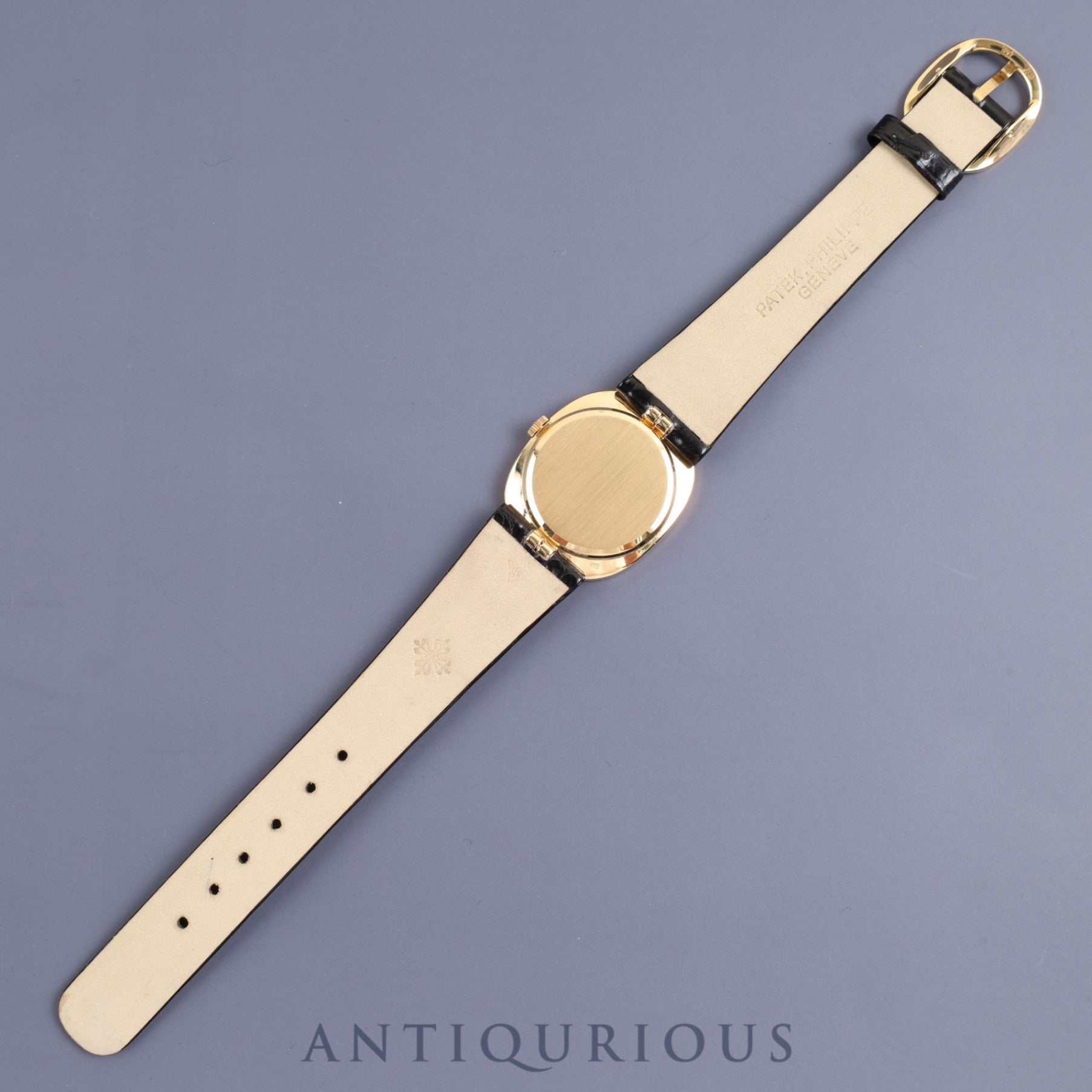 パテック・フィリップ ゴールデンエリプス 3848J-062 手巻き Cal.215 750YG 純正革ベルト 純正尾錠(750)ダイヤ12Pブルー文字盤 箱 アーカイブ(1991年)