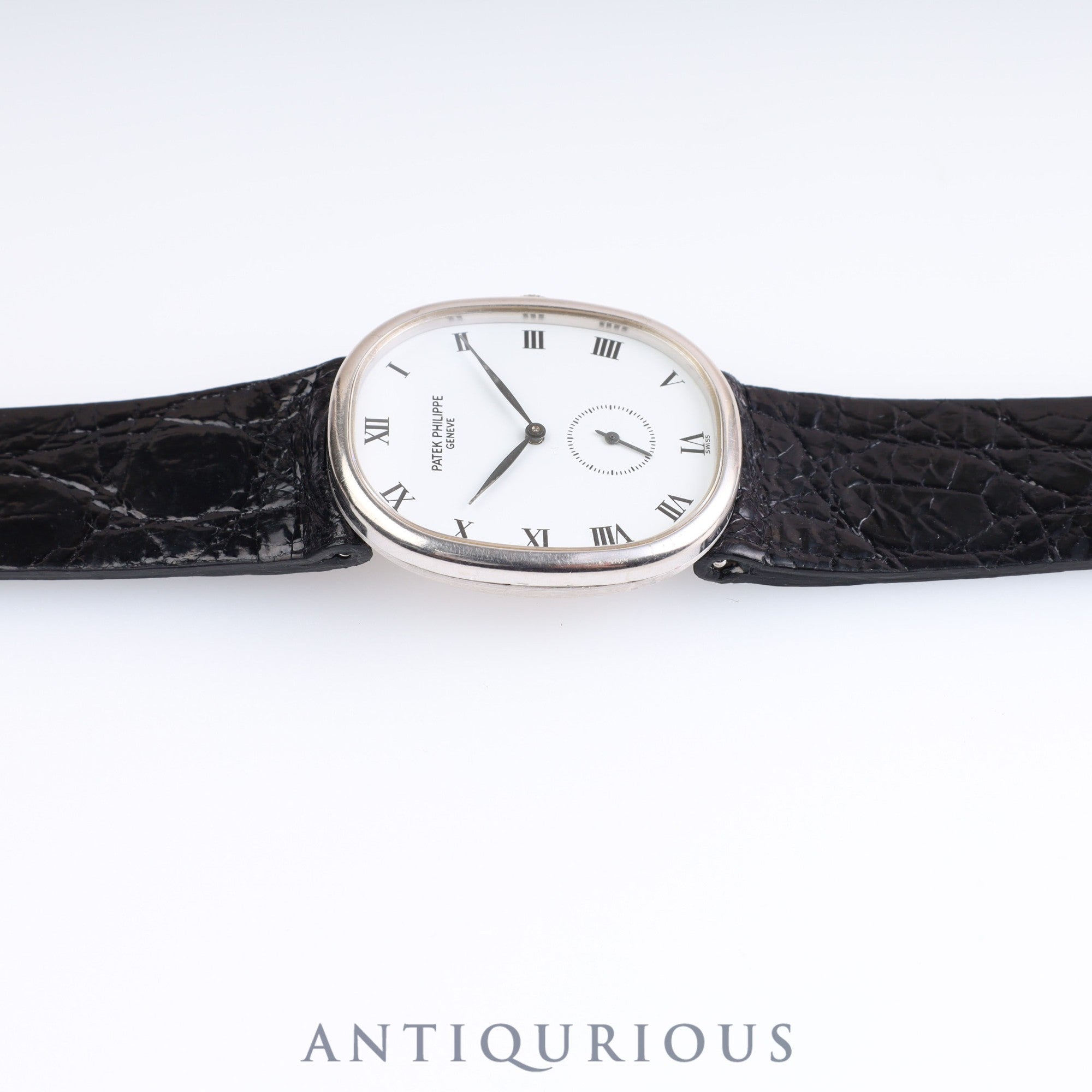 Patek Philippe Golden Ellipse 3948 Manual Winding Cal.215 WG Leather White Dial 1980s