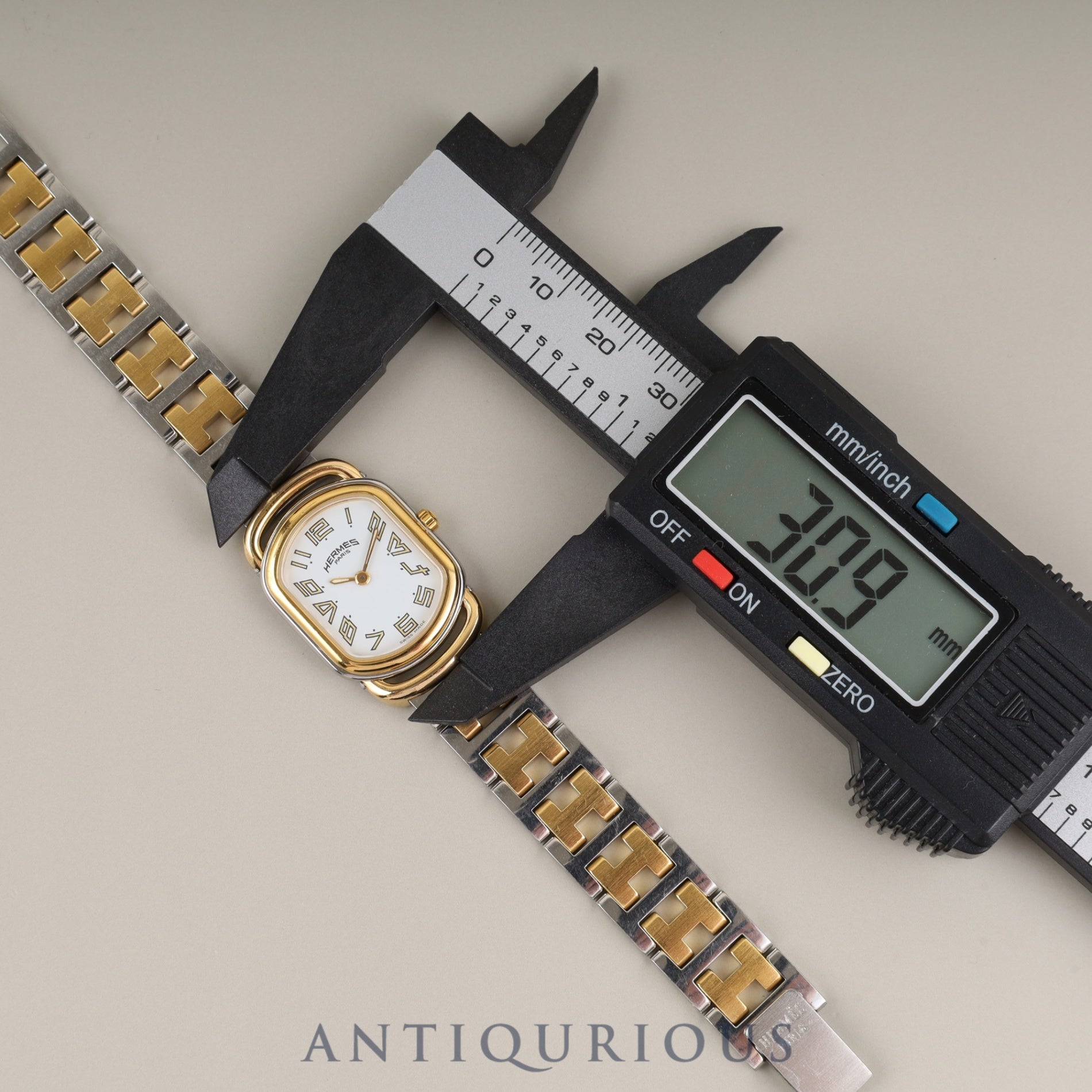 エルメス ラリー RA1.240 クォーツ Cal.976.001 SS/GP SS/GP ホワイト文字盤 オーバーホール済み