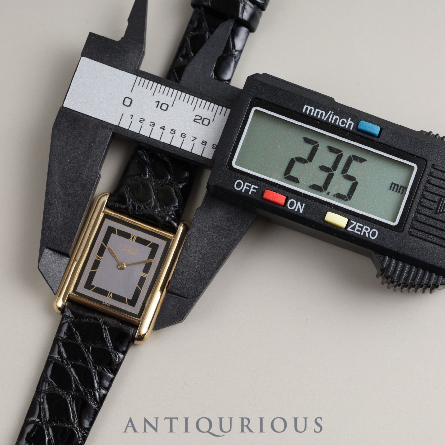 Cartier Must Tank LM QZ 6 81006 Cal.81 SV925 Leather Genuine Buckle (GP) Grey Roman Dial