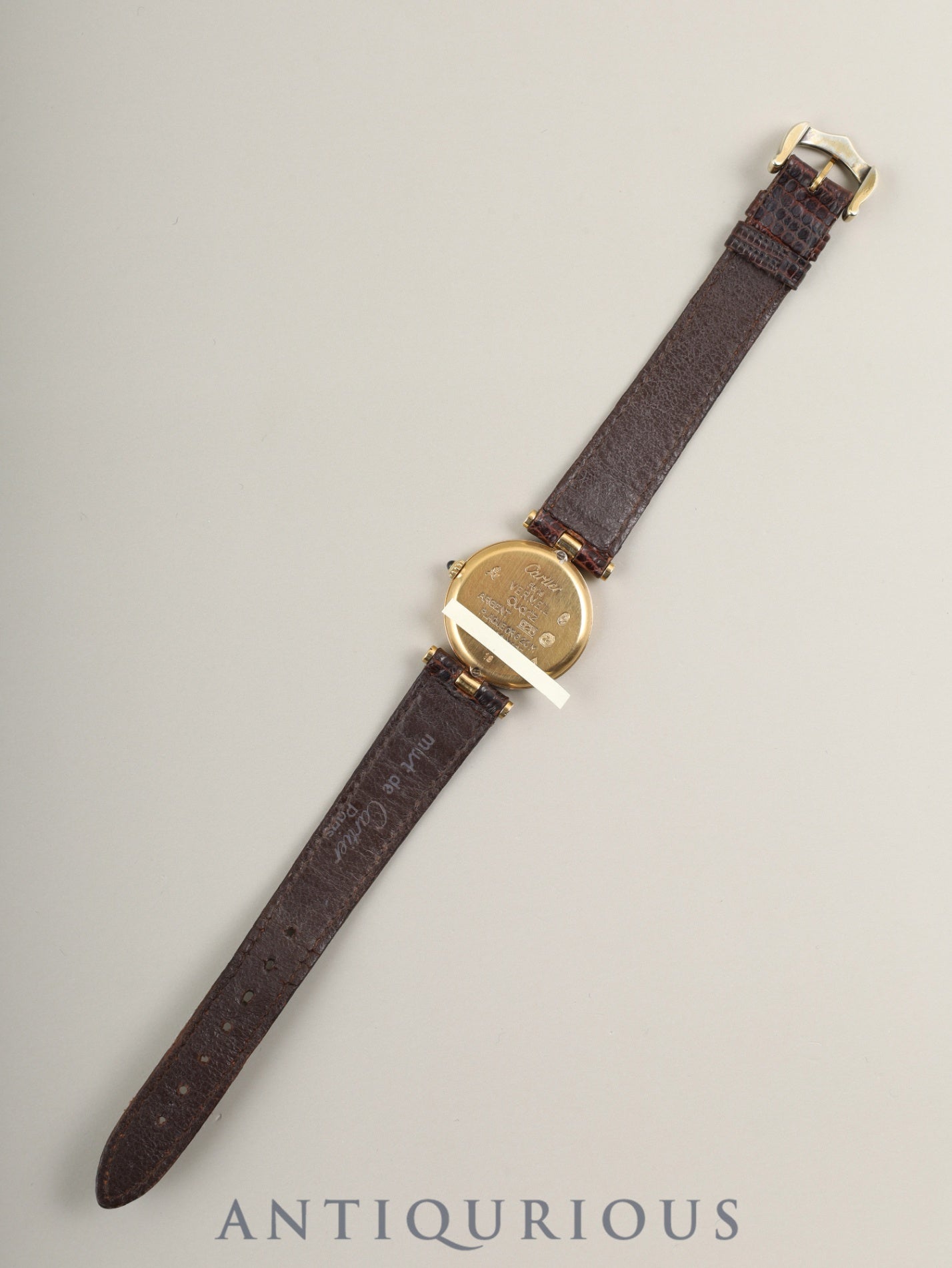 Cartier Must Vendôme VLC SM Quartz Movement, SV925, Genuine Leather Strap, Genuine GP Buckle, Ivory Cloisonné Dial, Completely Serviced at a Cartier Boutique