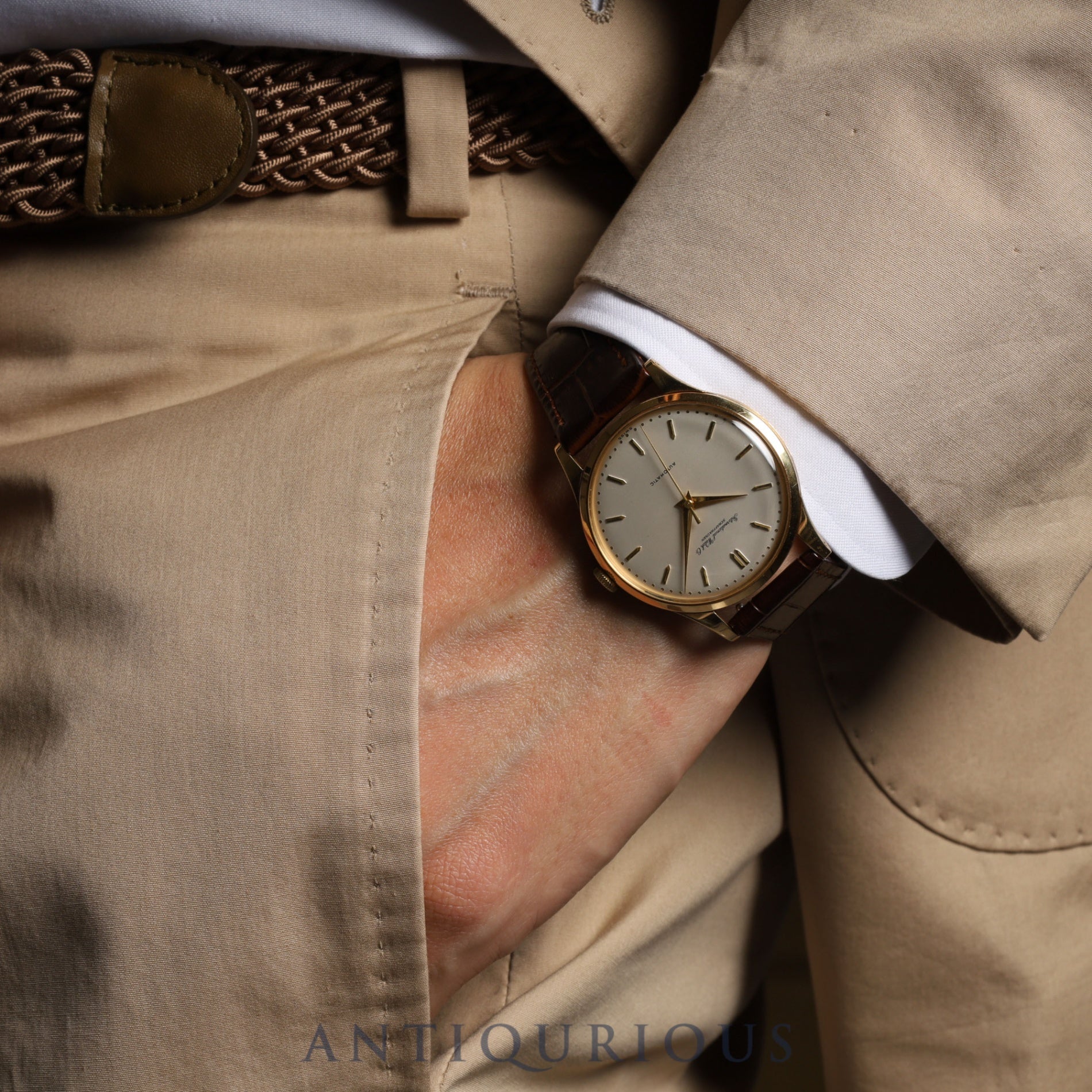 IWC Old Inter Automatic Cal.853 YG Leather Silver Dial IWC