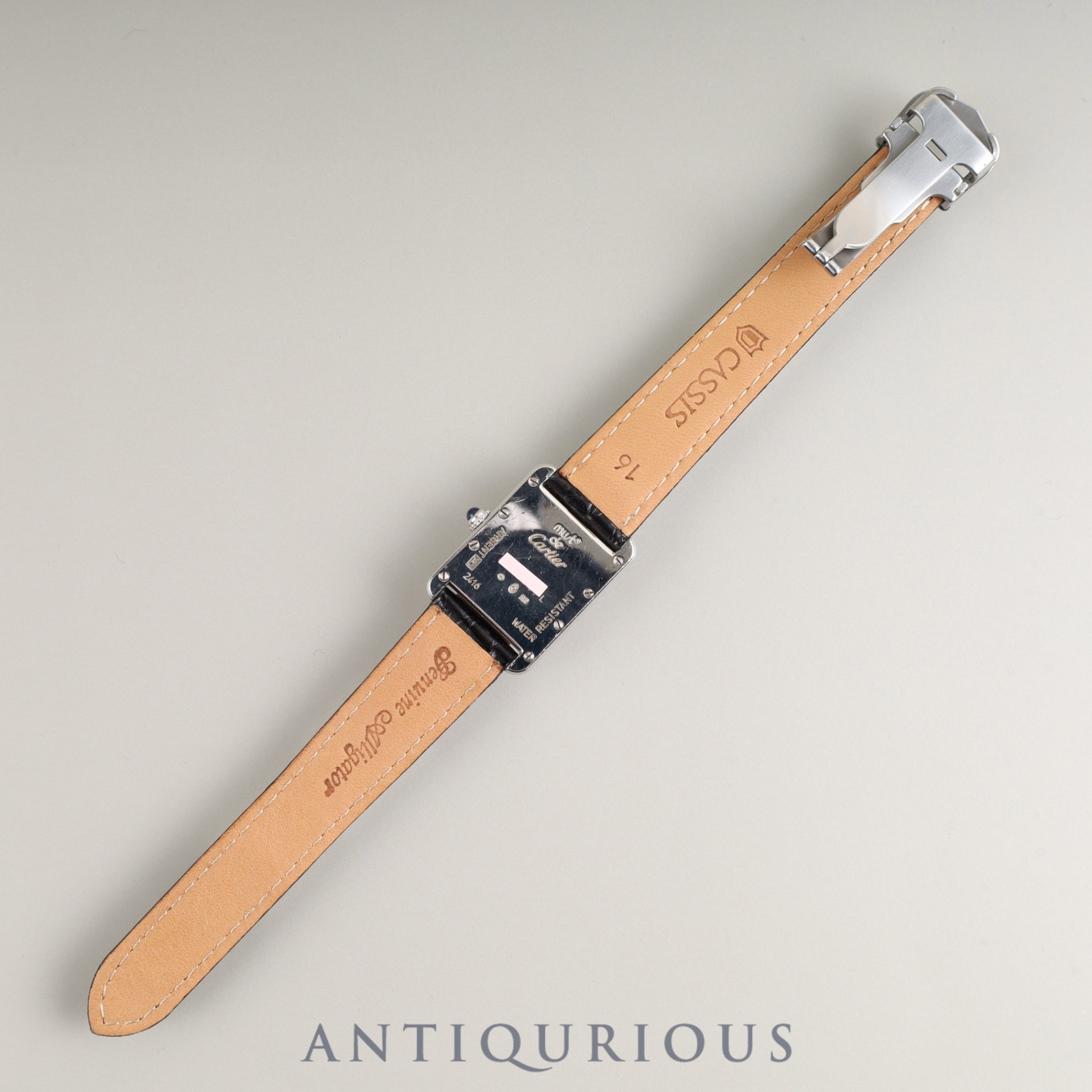 Cartier Must Tank MM 2416 Quartz Cal.057 SV925 Leather Genuine D Buckle (SS) Silver Roman Dial Overhauled