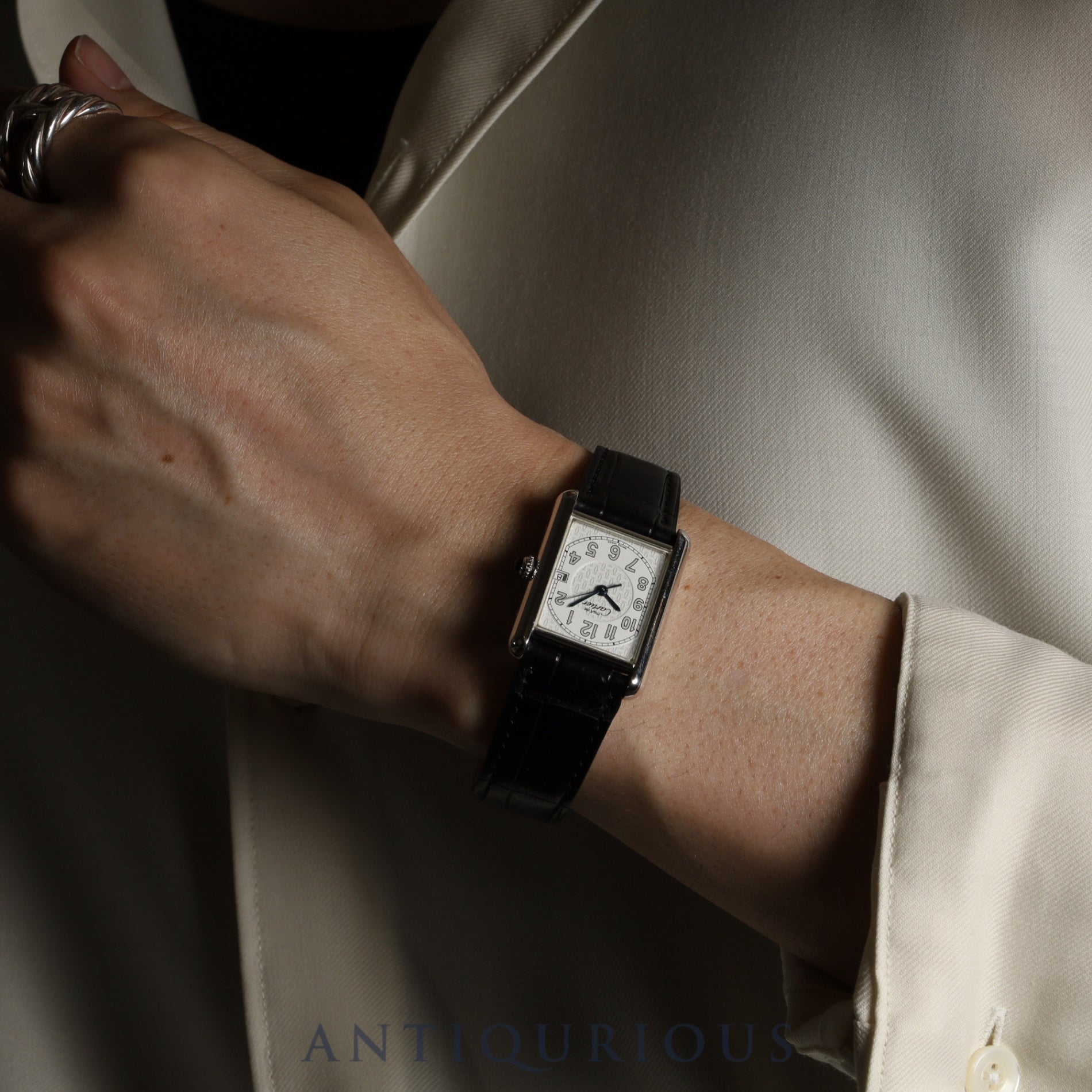 Cartier Must Tank GM (XL) 2414 Quartz Caliber 87 SV925 Leather Strap with Genuine D-Clock Buckle (Stainless Steel) Telephone Arabic Dial Overhauled