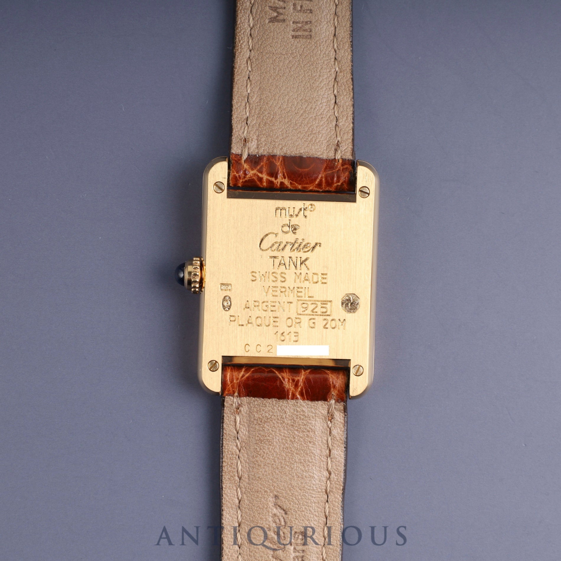 カルティエ マストタンク SM 1613 クォーツ Cal.057.08 SV925 純正革ベルト 純正尾錠(GP)アイボリーローマン文字盤 箱 保証書(ブランク)オーバーホール済み