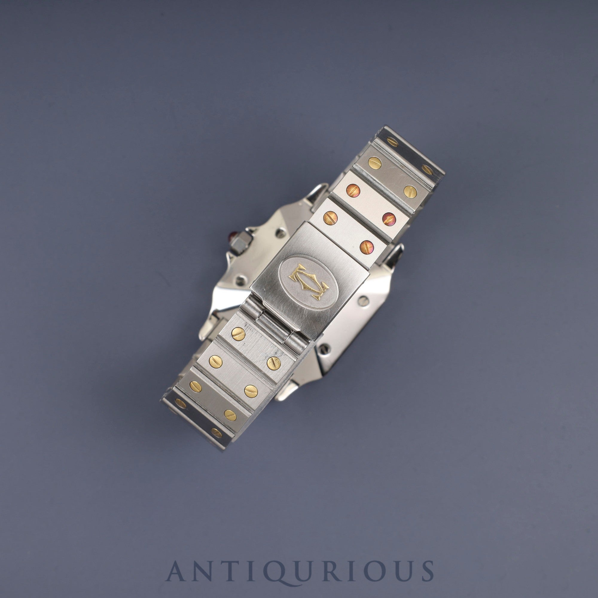 Cartier Santos Galbee LM 2961 Automatic, Stainless Steel/Yellow Gold, Garnet Dial, Bordeaux Dial, Completely Serviced (Full Maintenance) at a Cartier Boutique